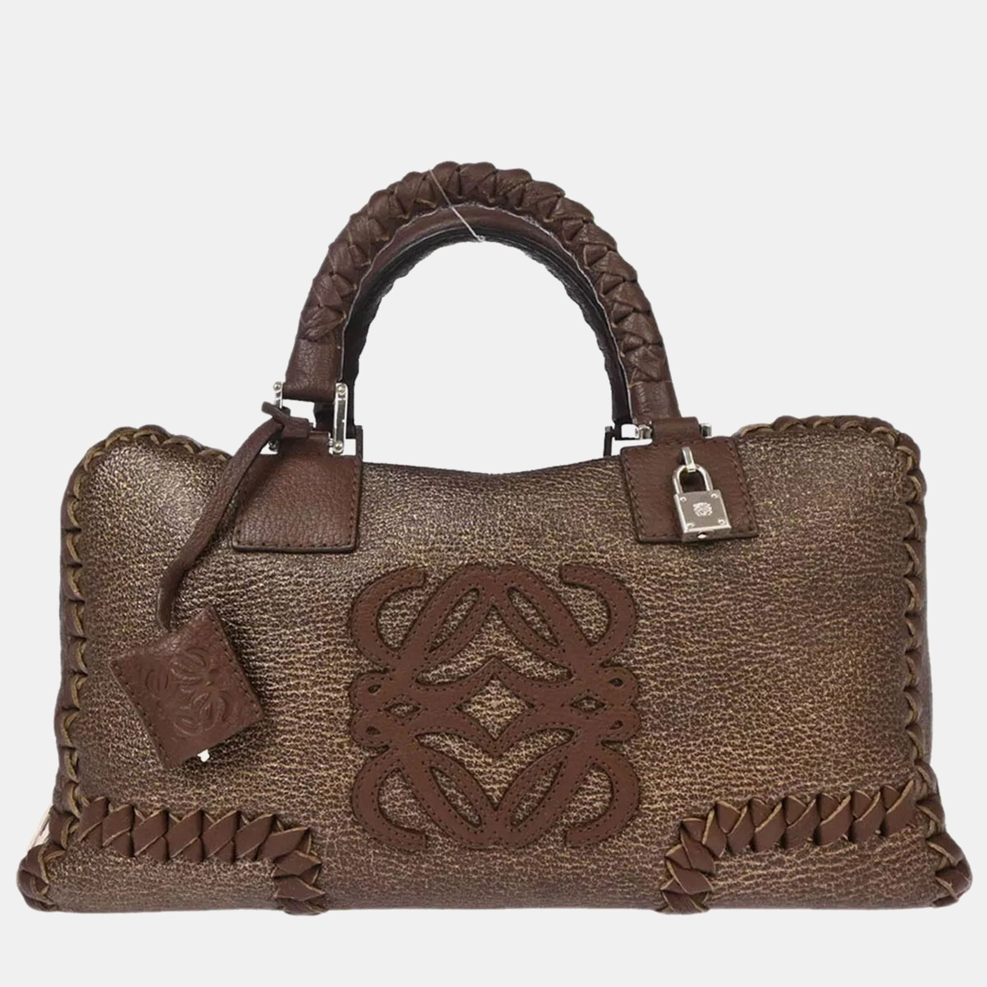 

Loewe Bronze Leather Amazona 36 Handbag, Brown