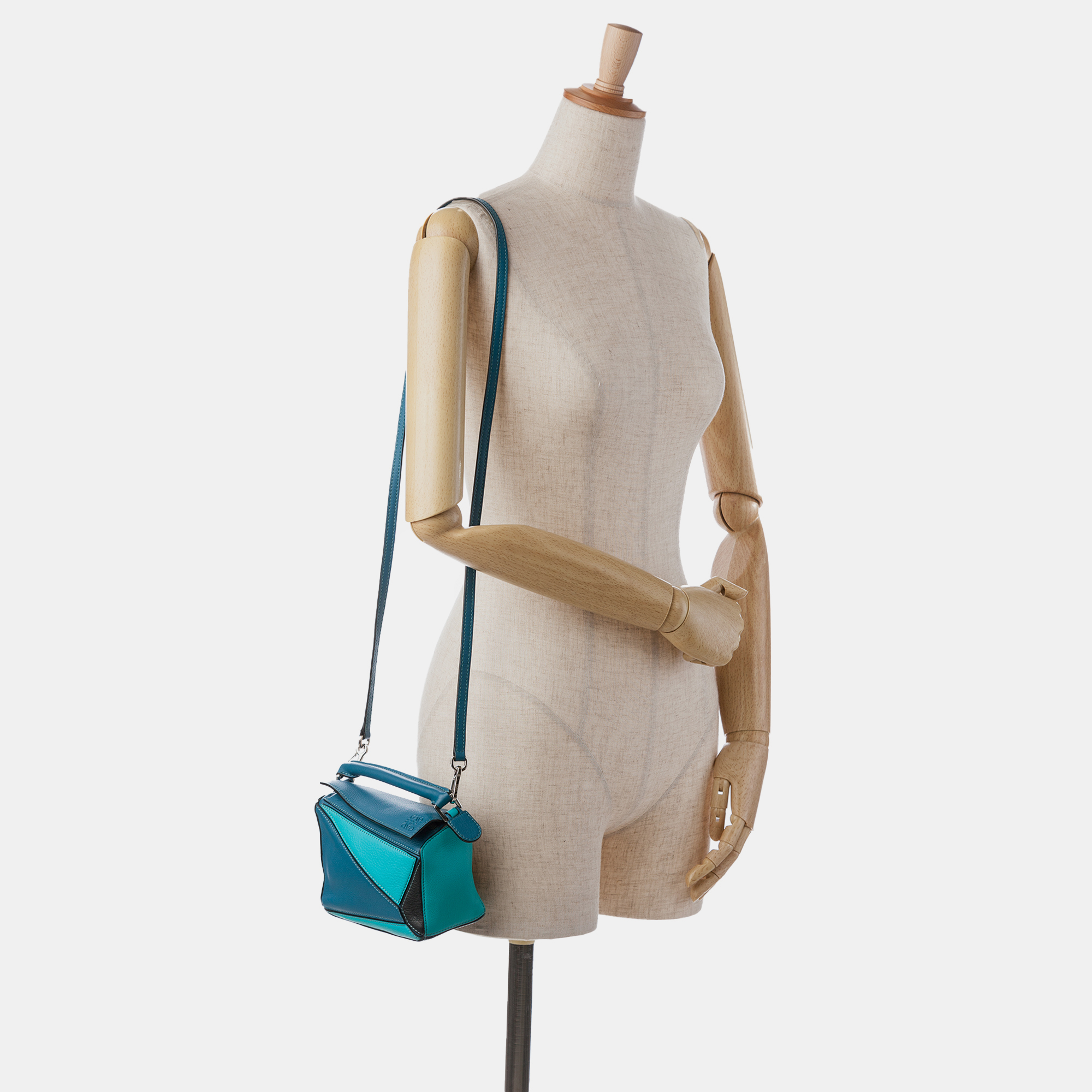Loewe Blue Mini Tricolor Puzzle Satchel 