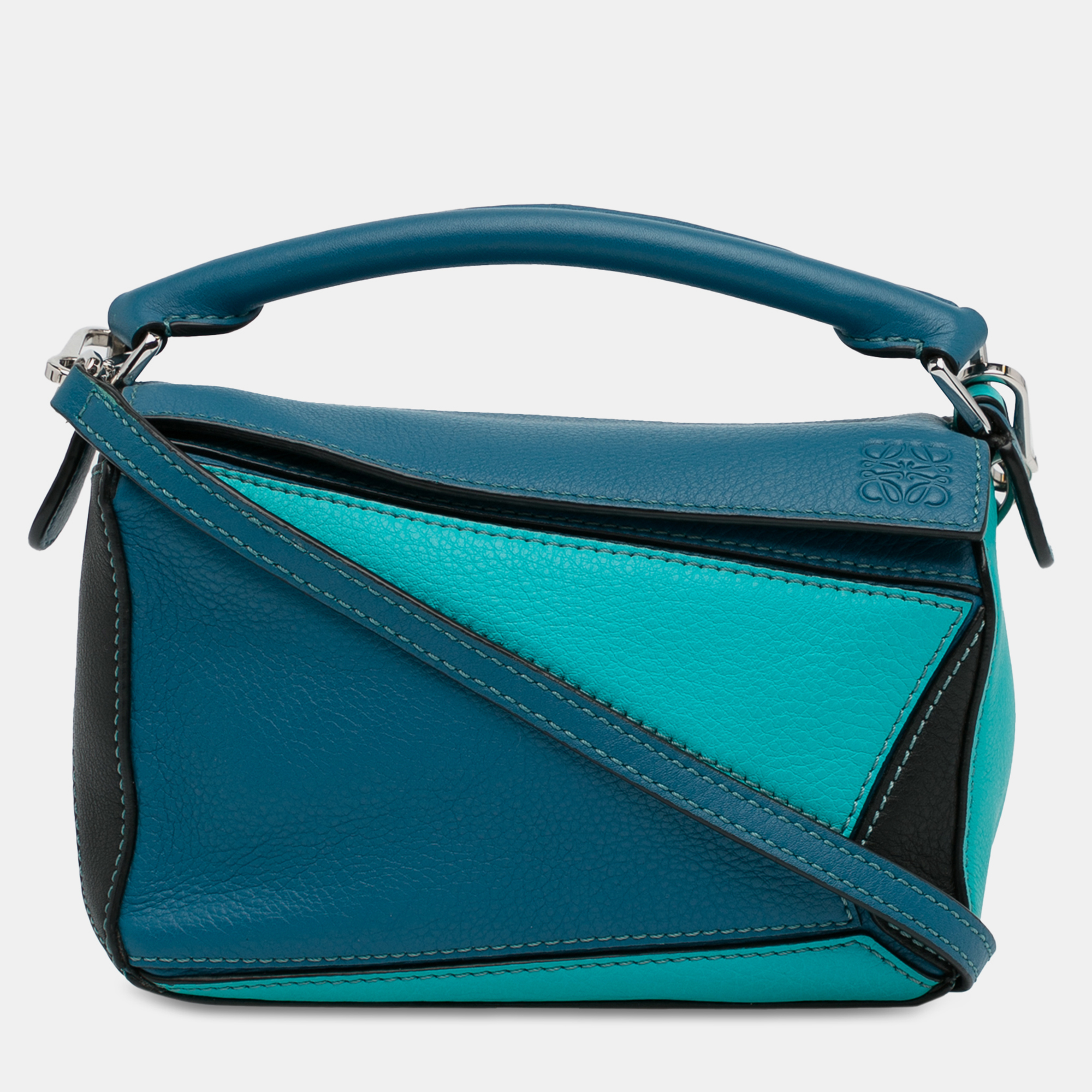 

Loewe Blue Leather Mini Tricolor Puzzle Satchel Bag