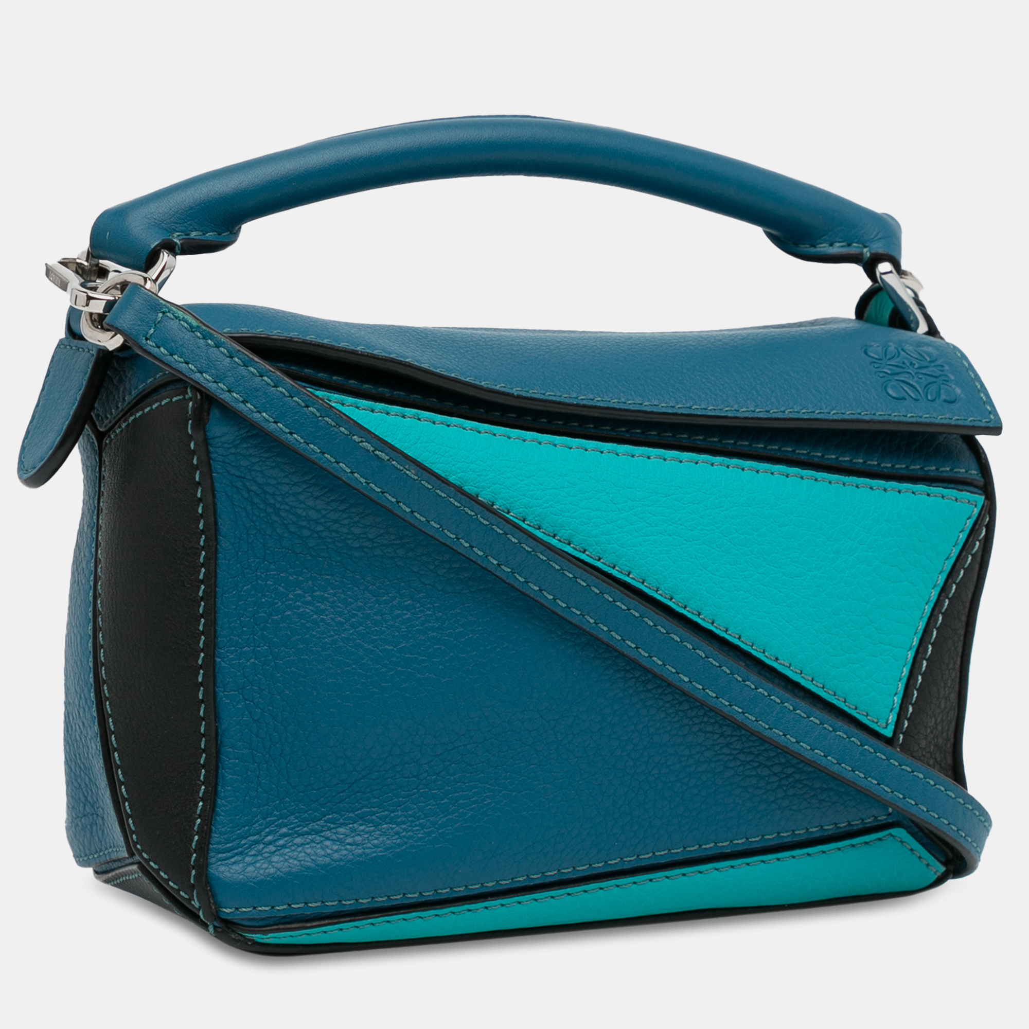 Loewe Blue Mini Tricolor Puzzle Satchel 