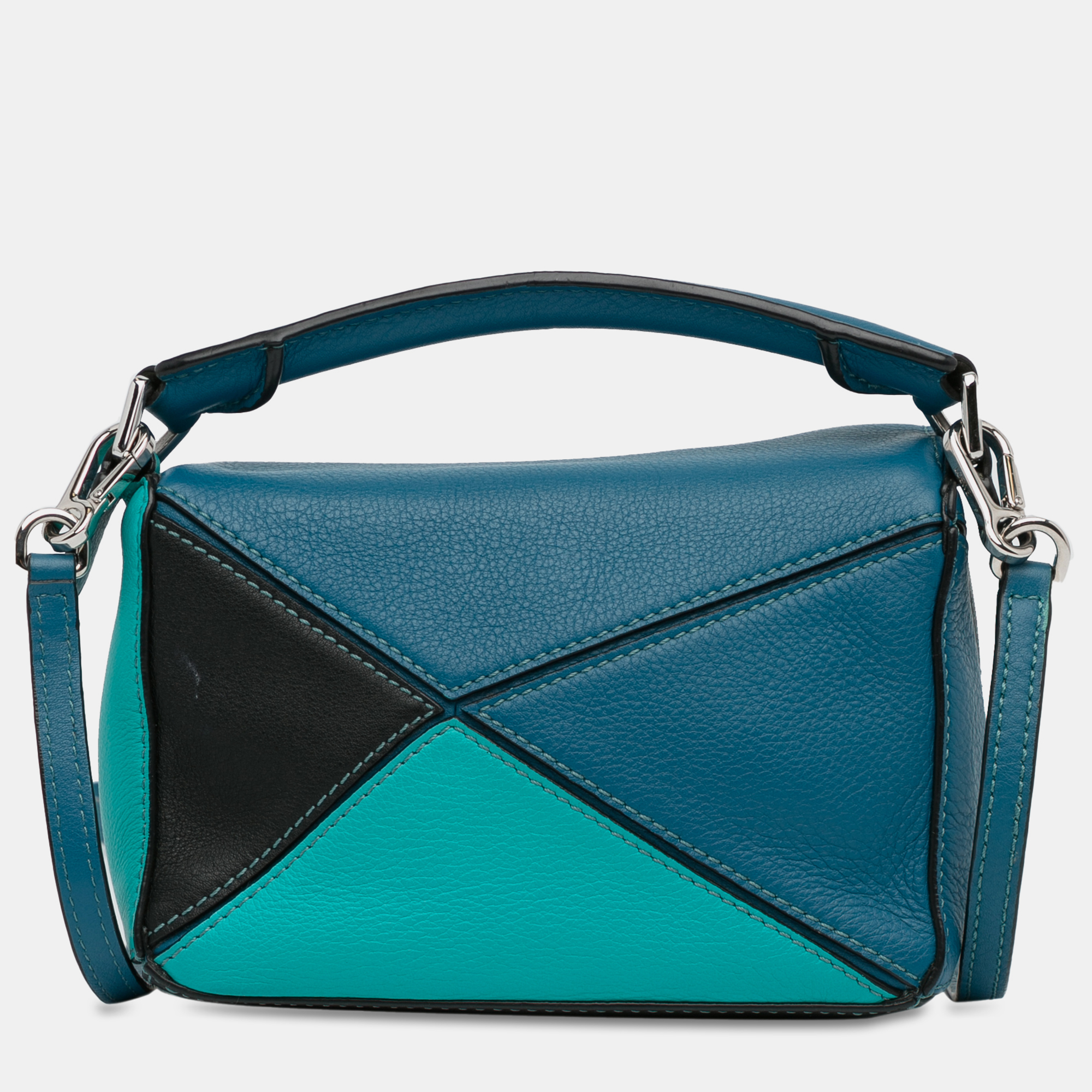 Loewe Blue Mini Tricolor Puzzle Satchel 