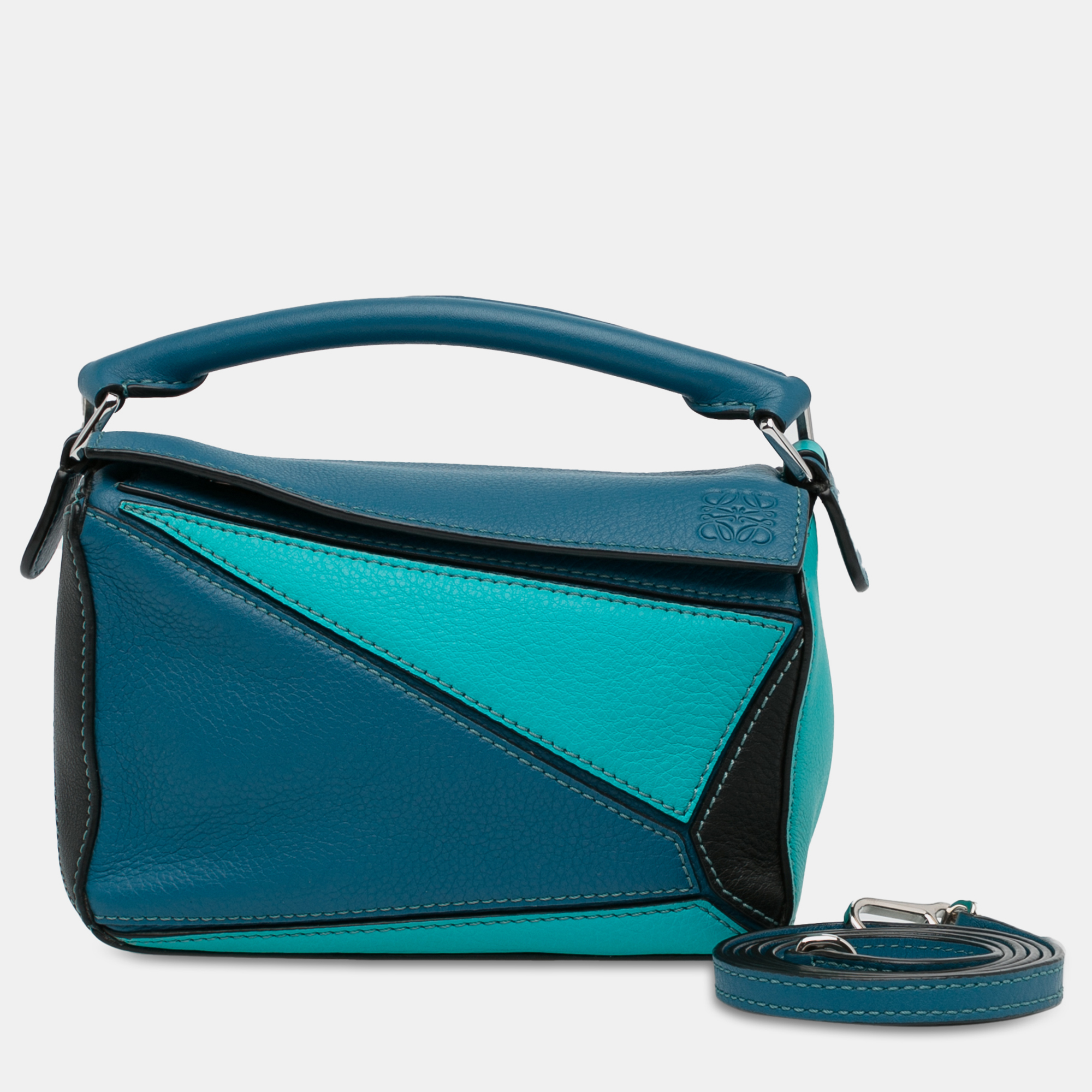 Loewe Blue Mini Tricolor Puzzle Satchel 