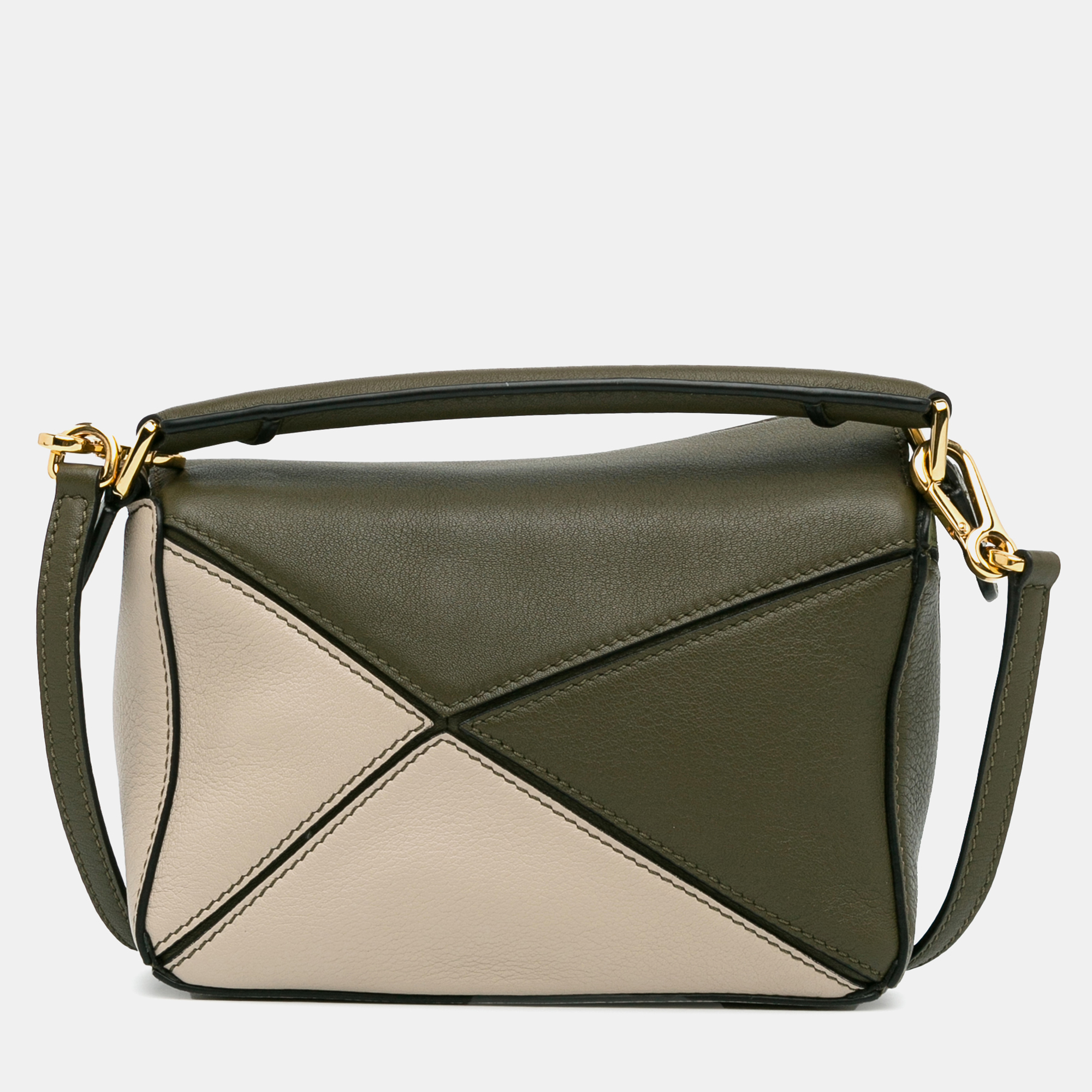 Loewe Green Mini Tricolor Puzzle Bag 
