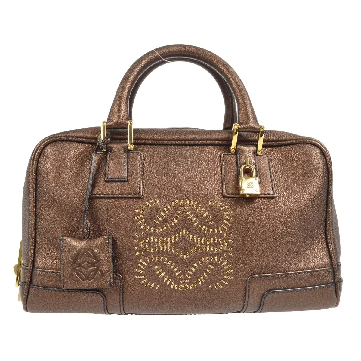 

Loewe Bronze Leather Amazona 28 Handbag Purse, Brown