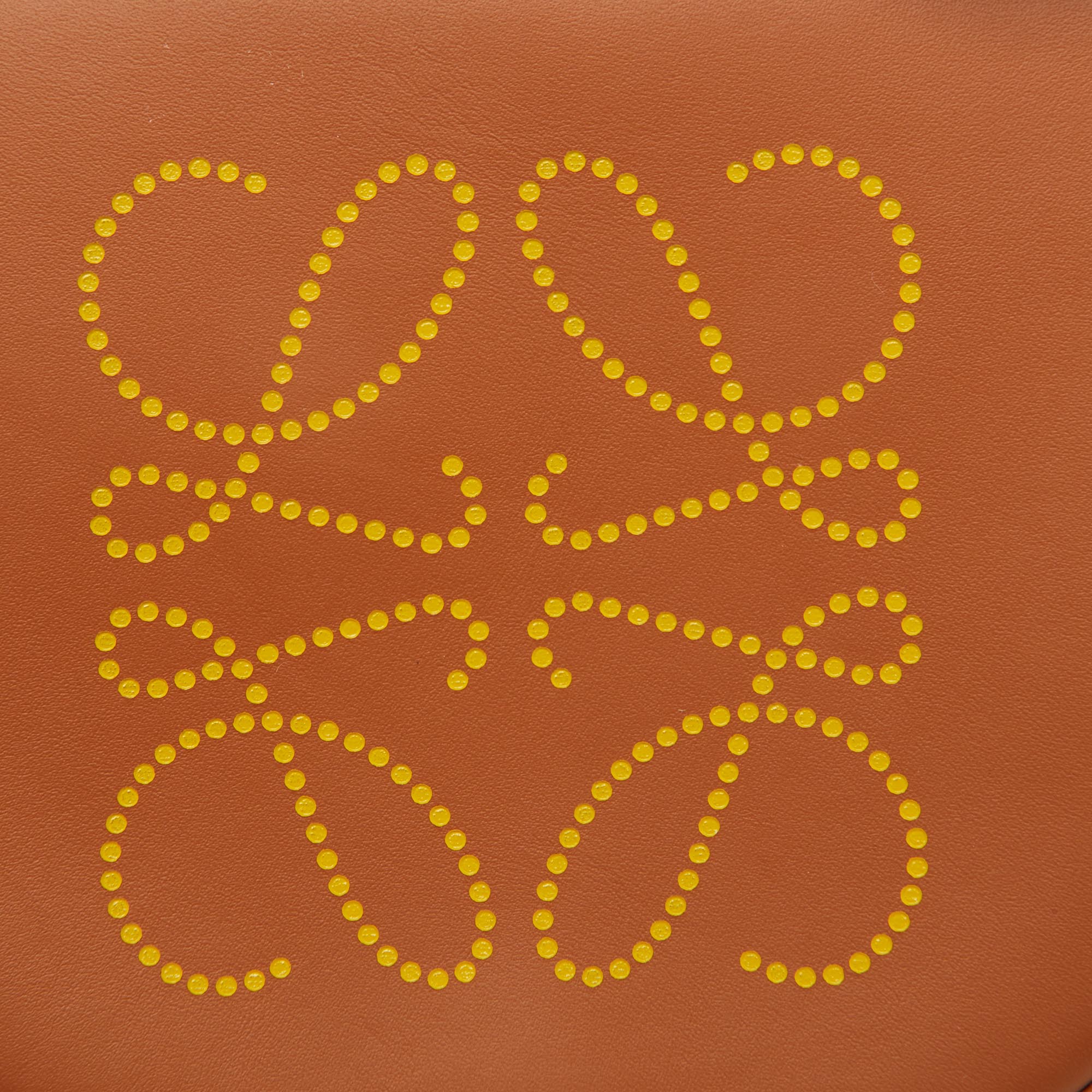 Loewe Brown/Yellow Leather Perforated Logo Pouch Heel Bag 