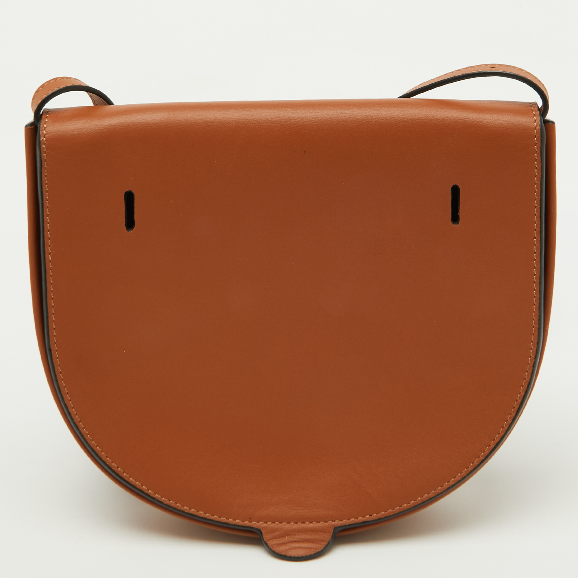 Loewe Brown/Yellow Leather Perforated Logo Pouch Heel Bag 