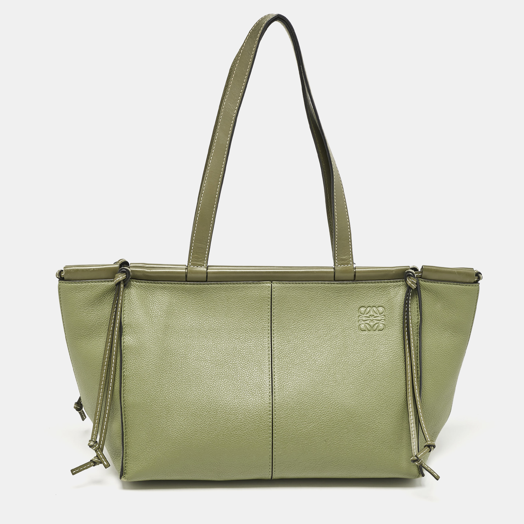 

Loewe Olive Green Leather Cushion Tote