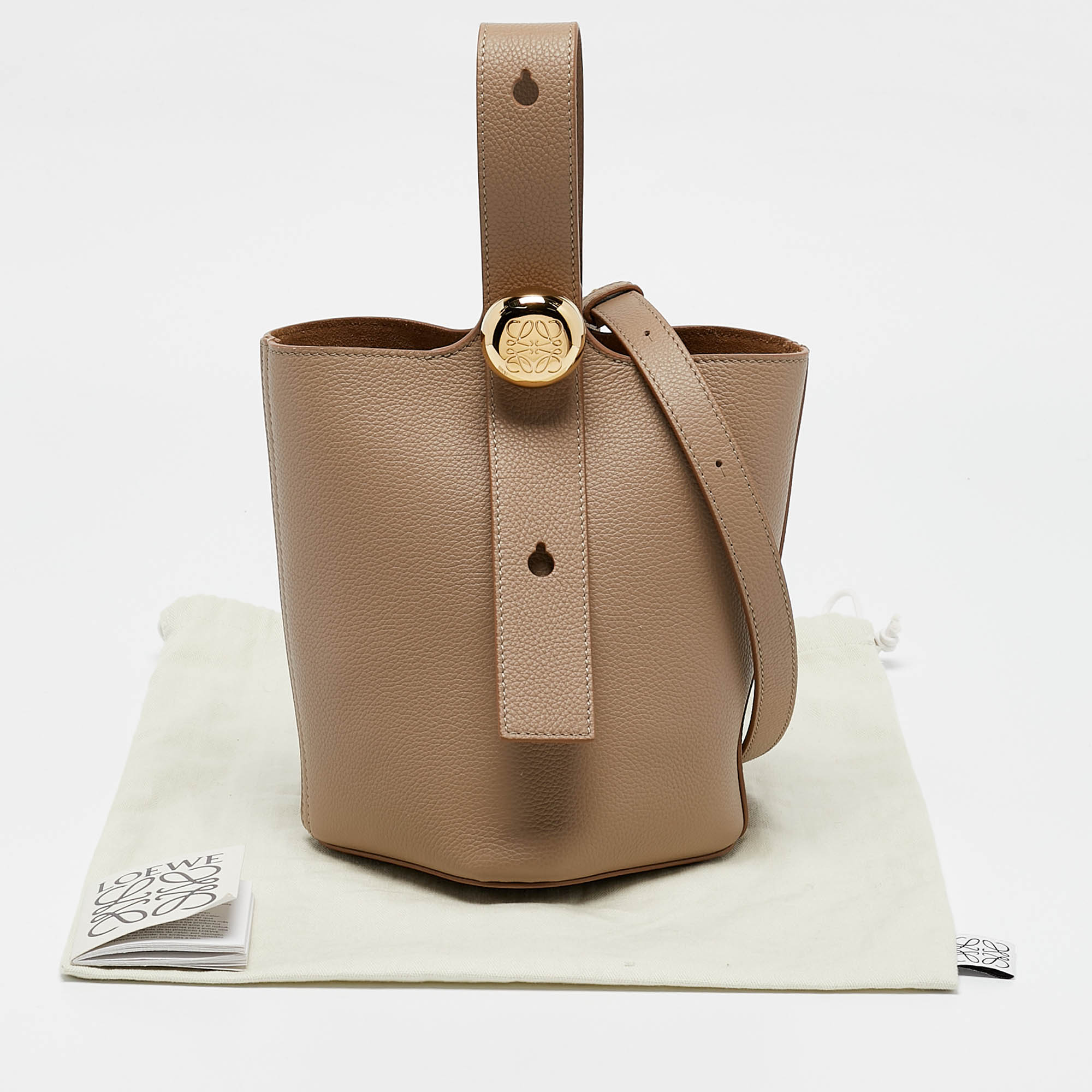 Loewe Beige Leather Mini Bucket Bag 