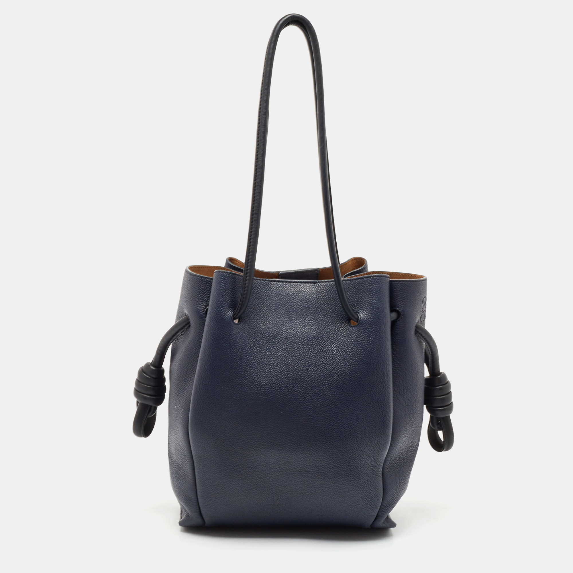 

Loewe Midnight Blue/Black Leather Flamenco Knot Tote