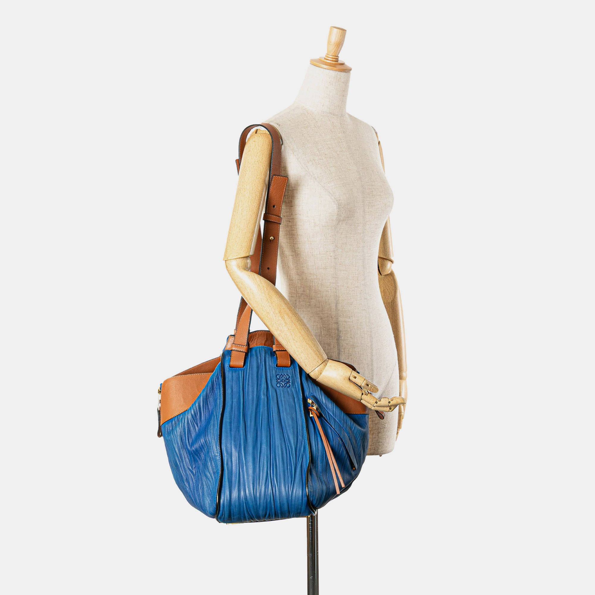 Loewe Blue Large Bicolor Leather Hammock Bag 