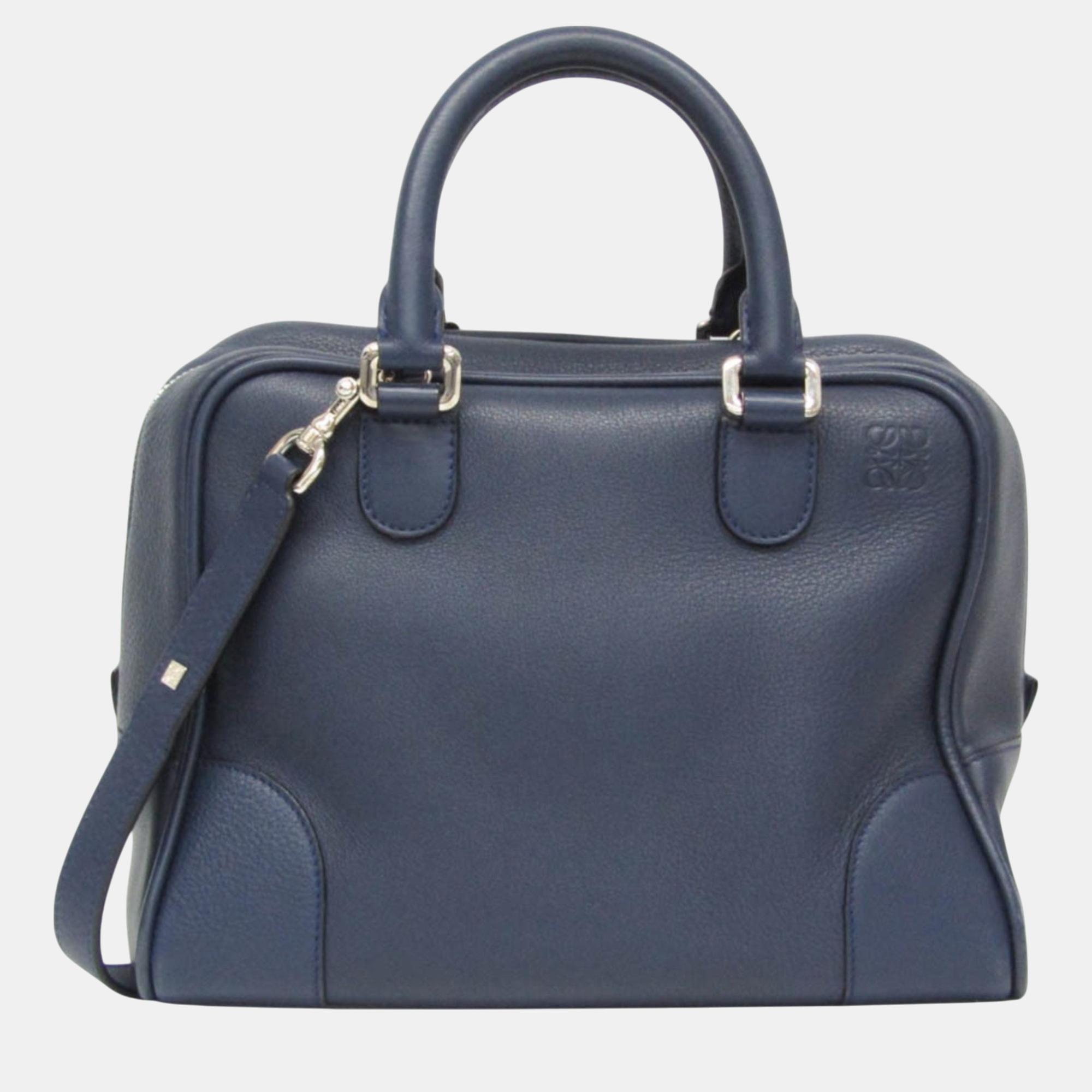 

Loewe Navy Leather Amazona 28 Shoulder Bag, Navy blue