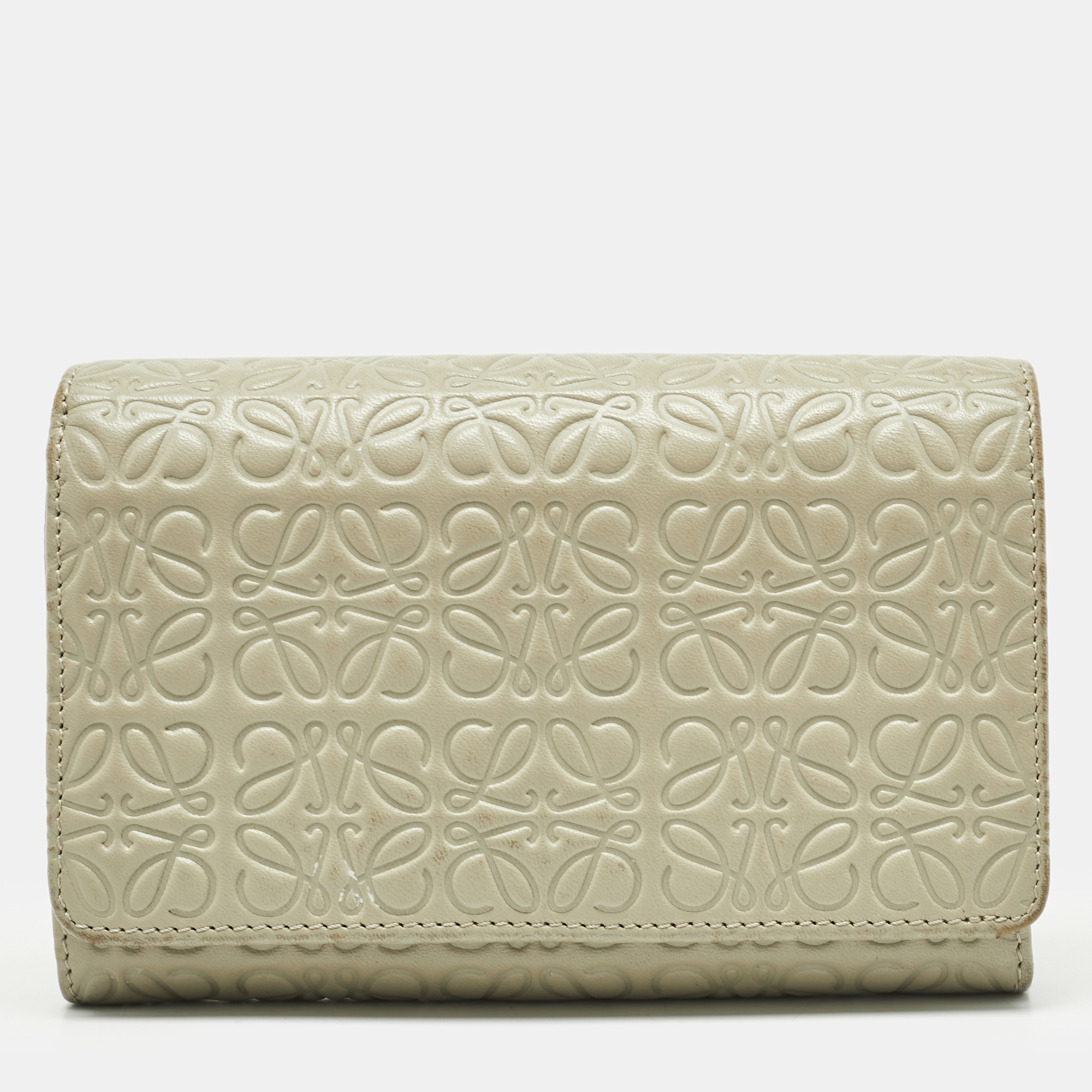 

Loewe Sea Green Anagram Embossed Leather Repeat Compact Wallet