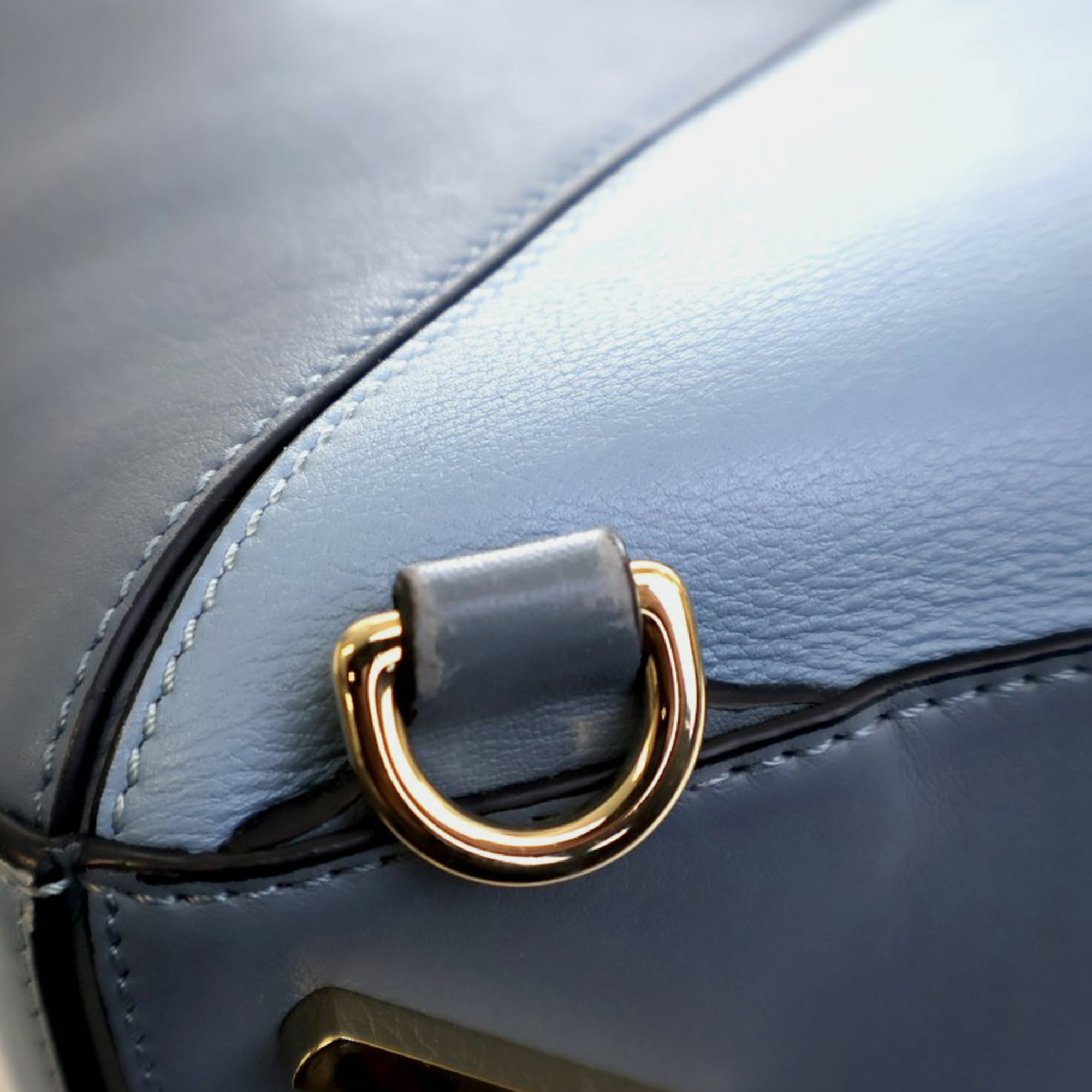 Loewe Blue Medium Tricolor Calfskin Puzzle Satchel 