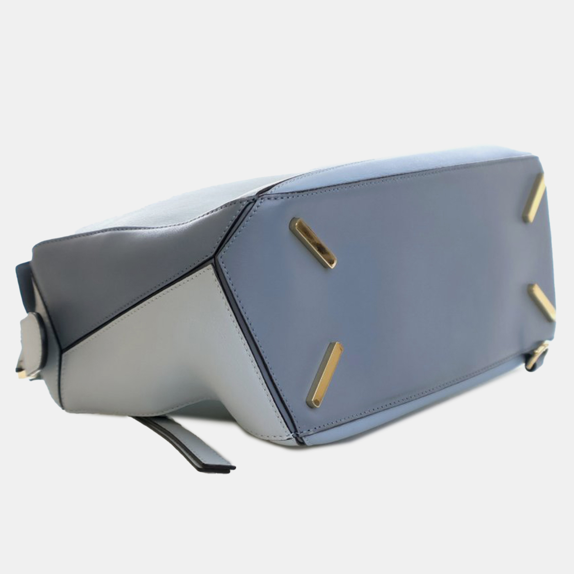 Loewe Blue Medium Tricolor Calfskin Puzzle Satchel 