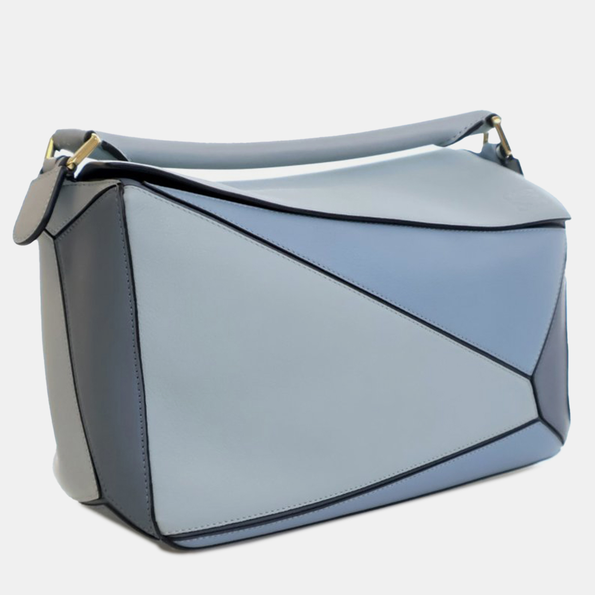 Loewe Blue Medium Tricolor Calfskin Puzzle Satchel 