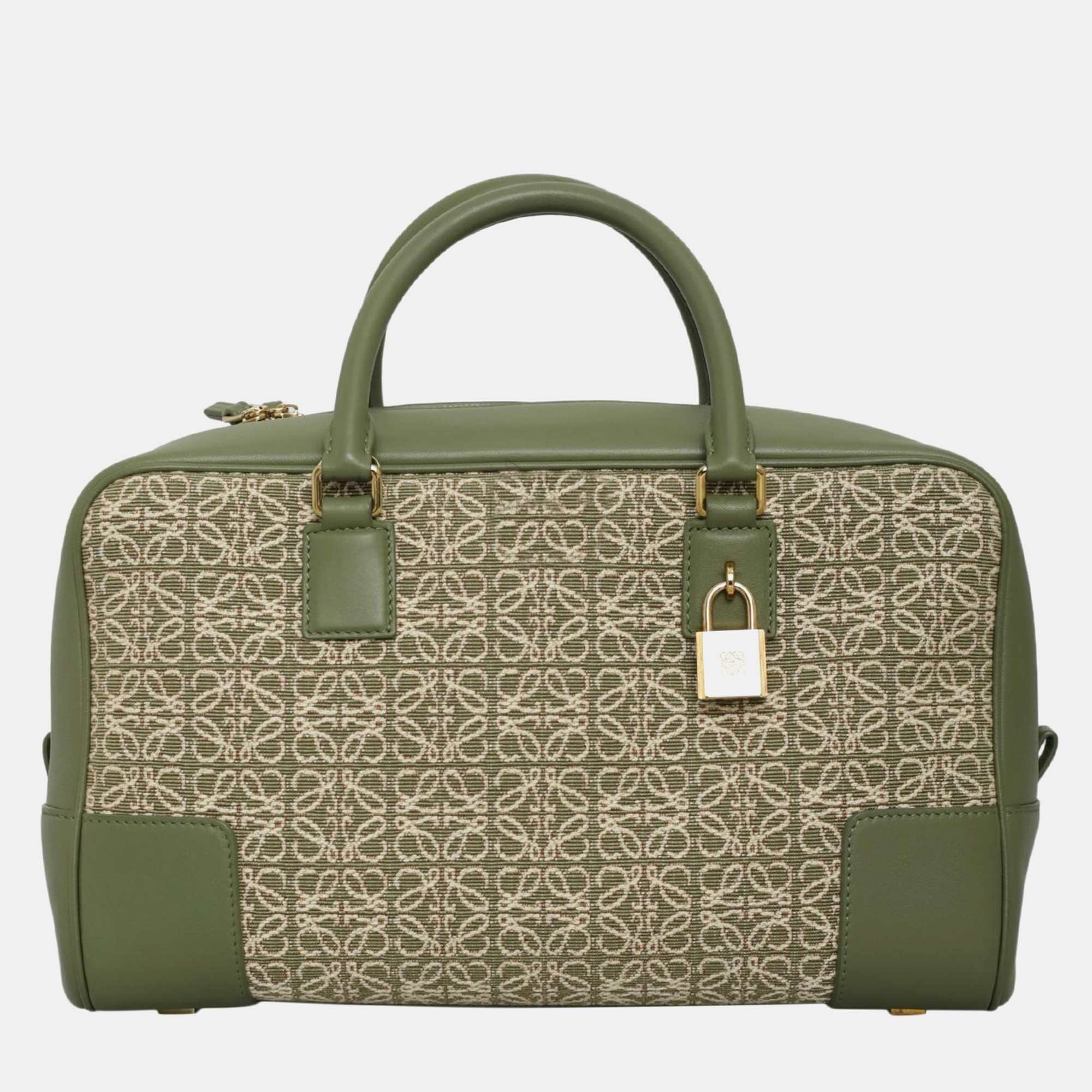 

Loewe Green Anagram Jacquard & Calfskin Amazona 28 Satchel Bag