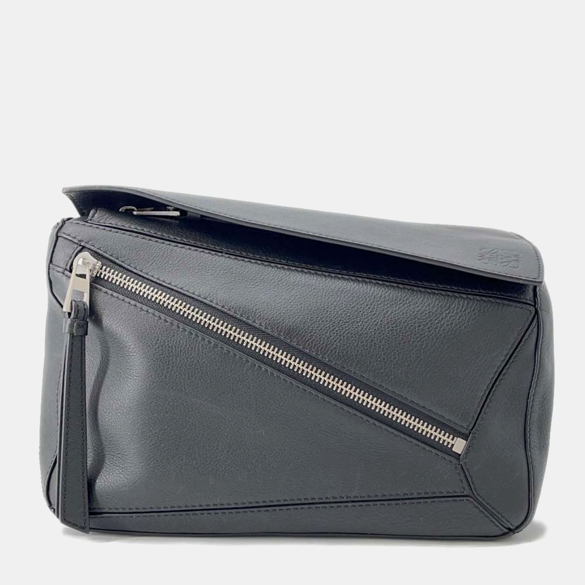 

Loewe Black Leather Small Puzzle Bumbag