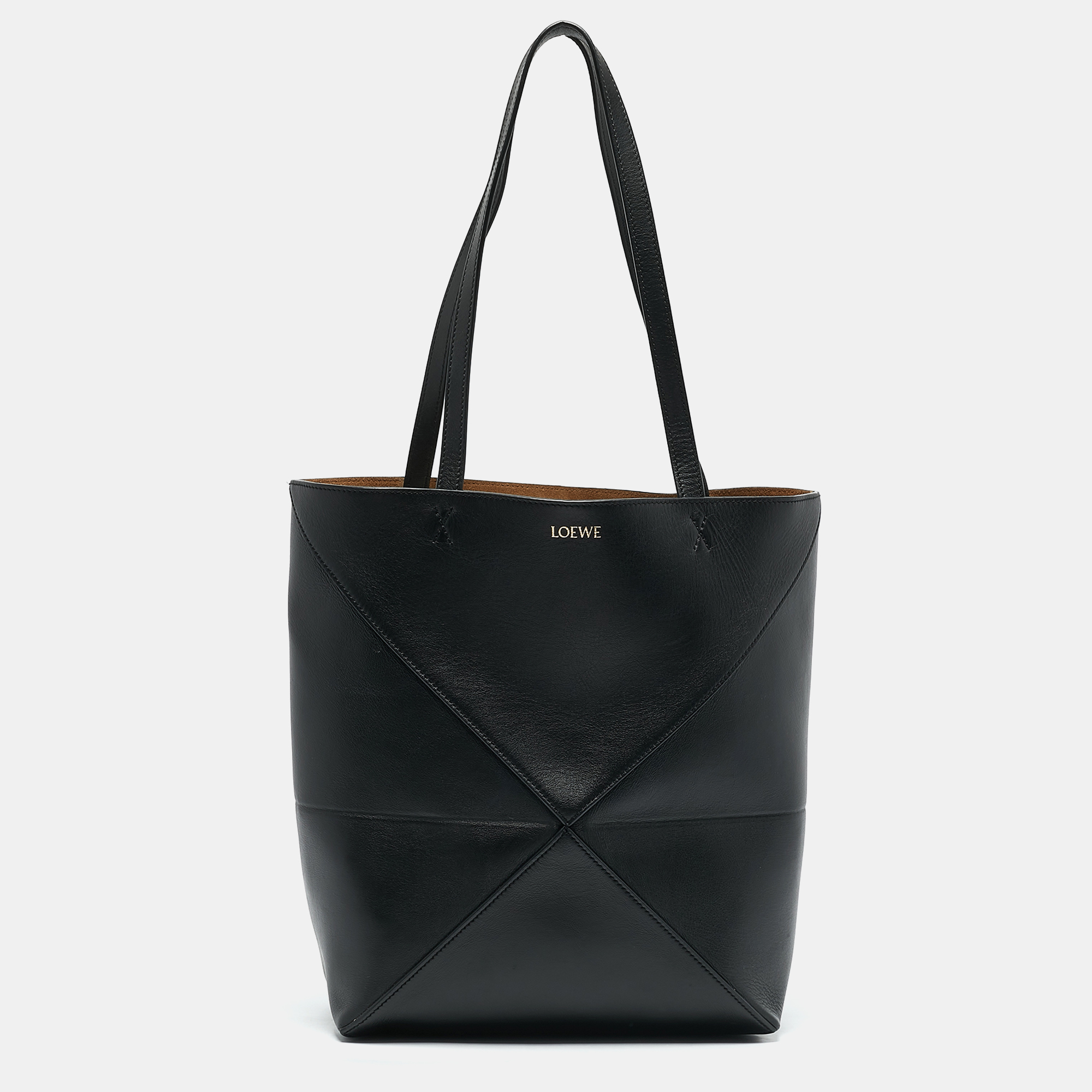 

Loewe Black Leather  Puzzle Fold Convertible Tote