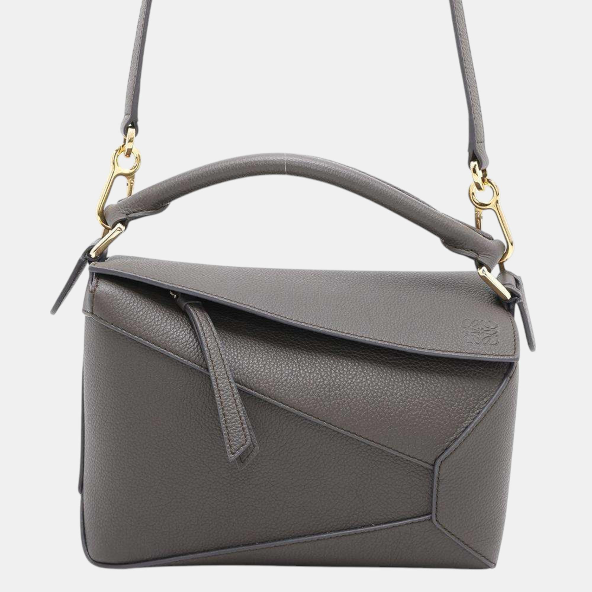 

Loewe Puzzle Bag Dark Gray Calf Leather Size Small, Grey