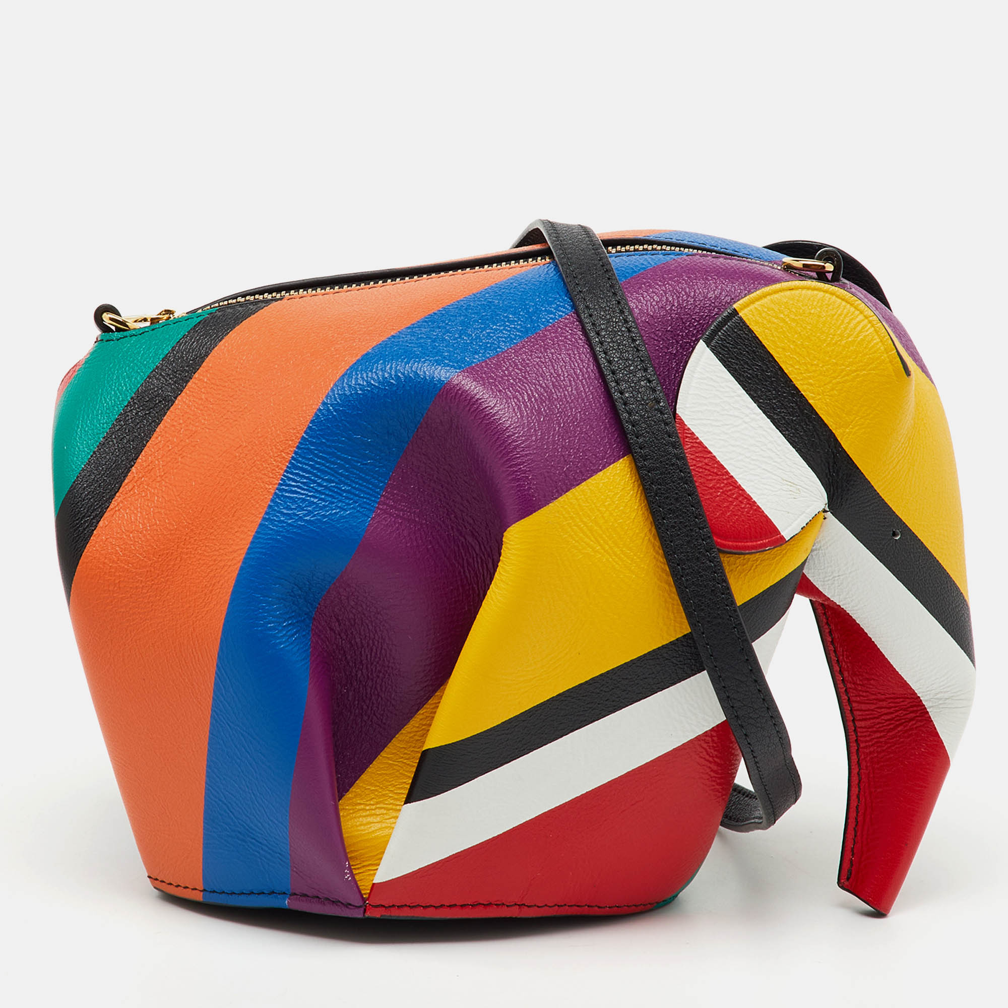 

Loewe Multicolor Leather Mini Striped Elephant Crossbody Bag
