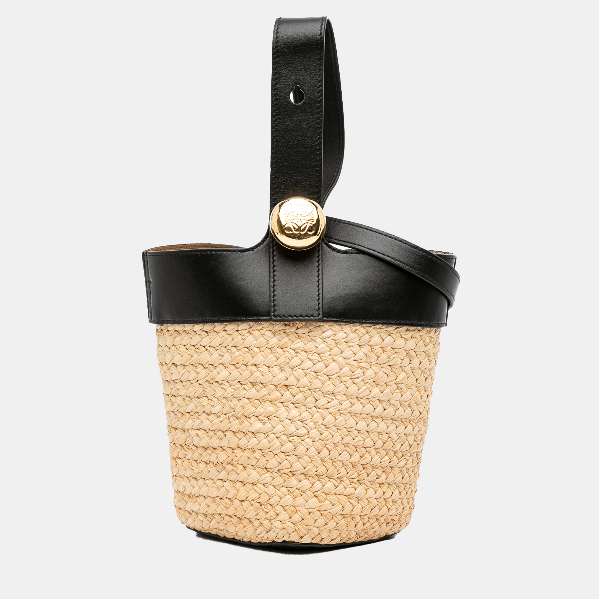 

Loewe Beige Mini Raffia Pebble Bucket Bag