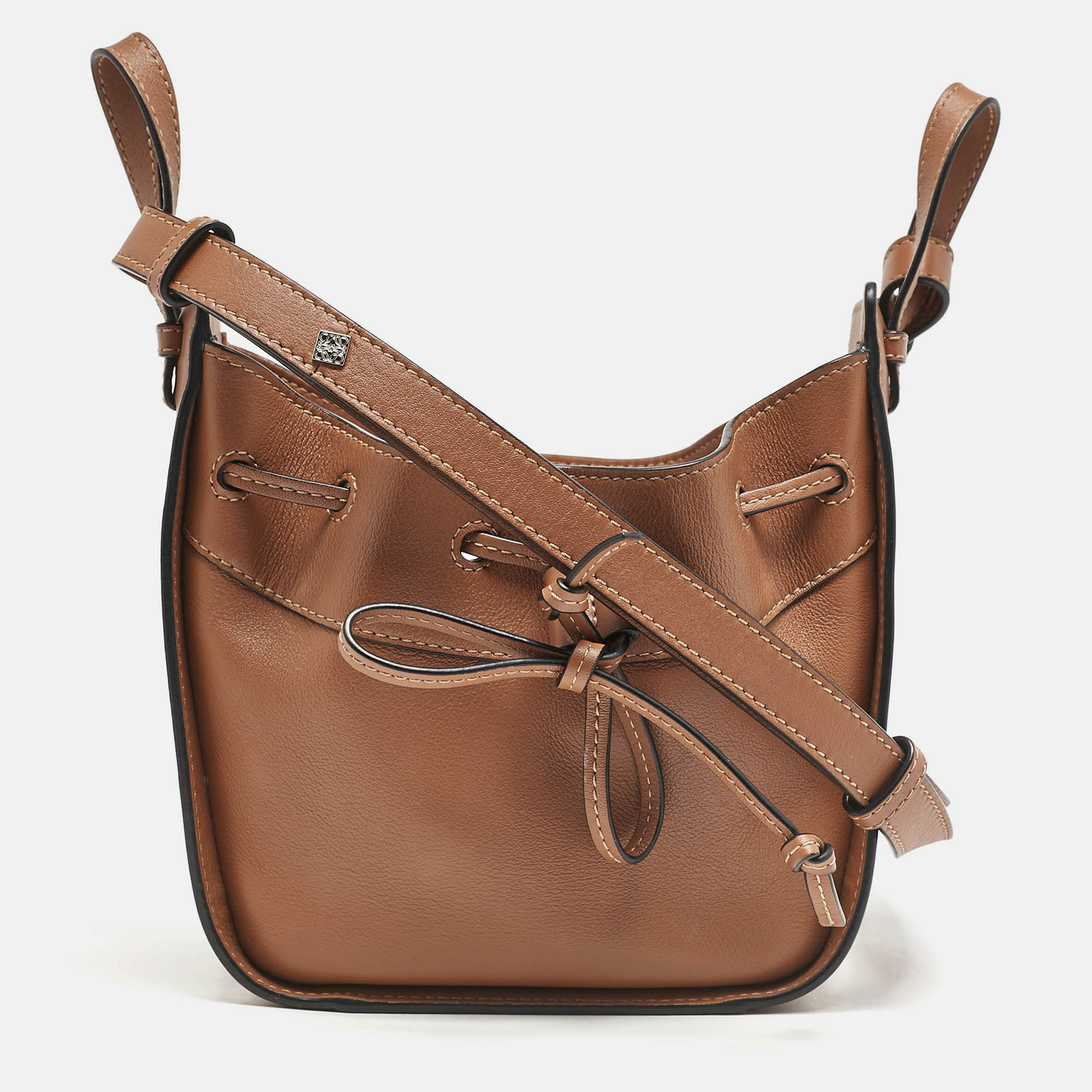 

Loewe Brown Leather Mini Hammock Drawstring Bag