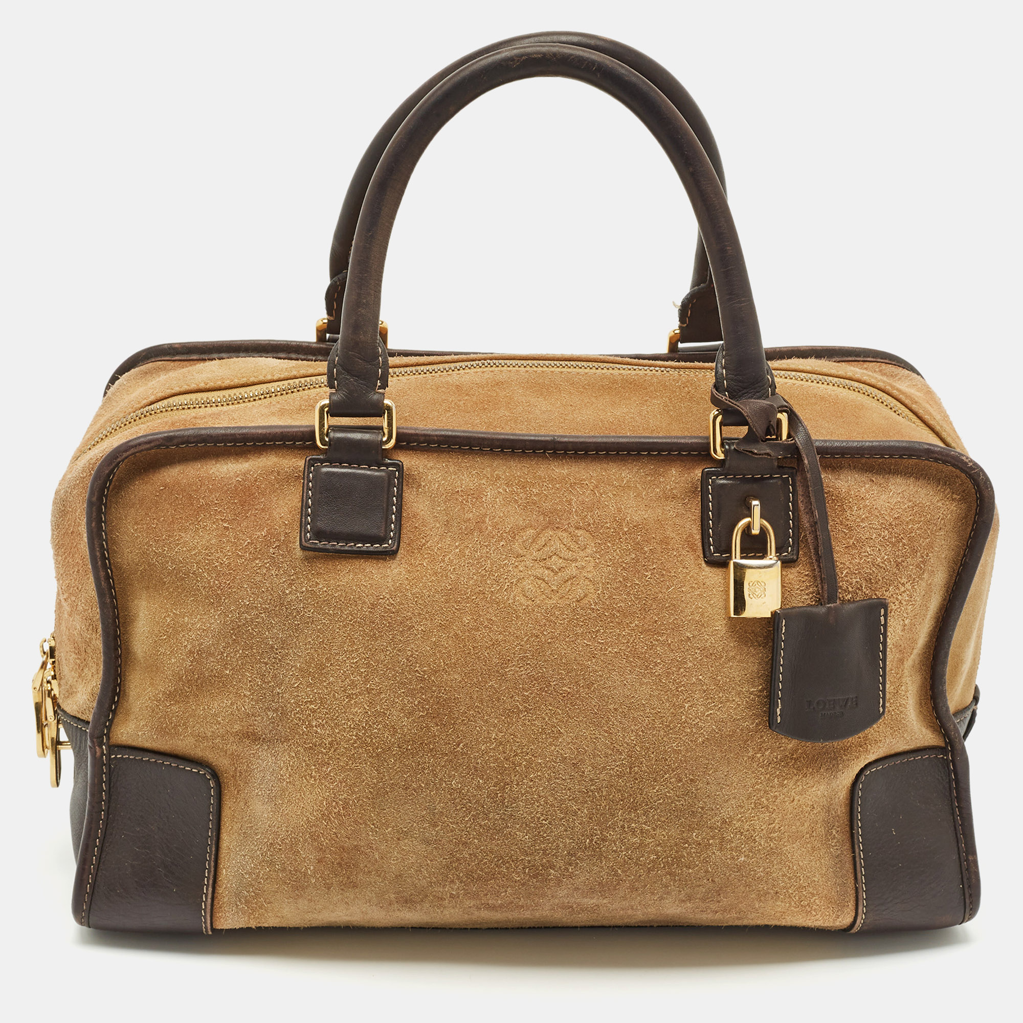 

Loewe Beige/Brown Suede and Leather Amazona 36 Satchel