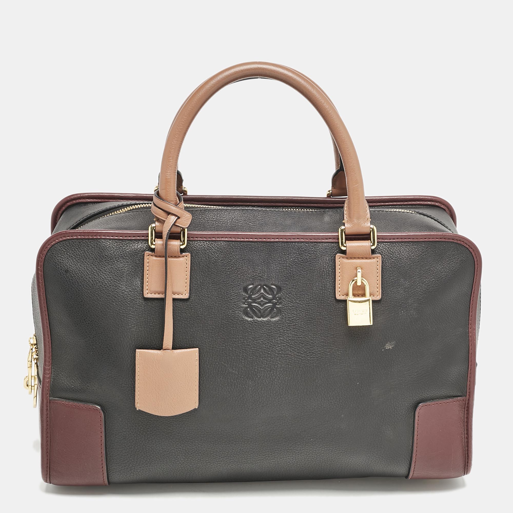 

Loewe Black/Burgundy Leather Amazona 36 Satchel