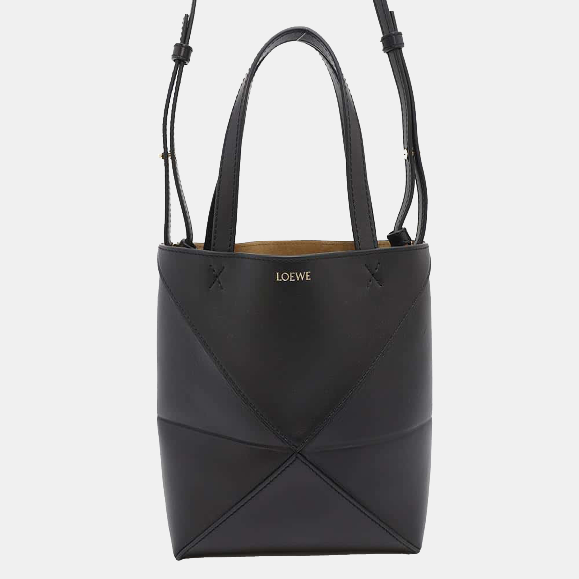 

Loewe Black Leather Puzzlefold 2Way Mini Tote Bag