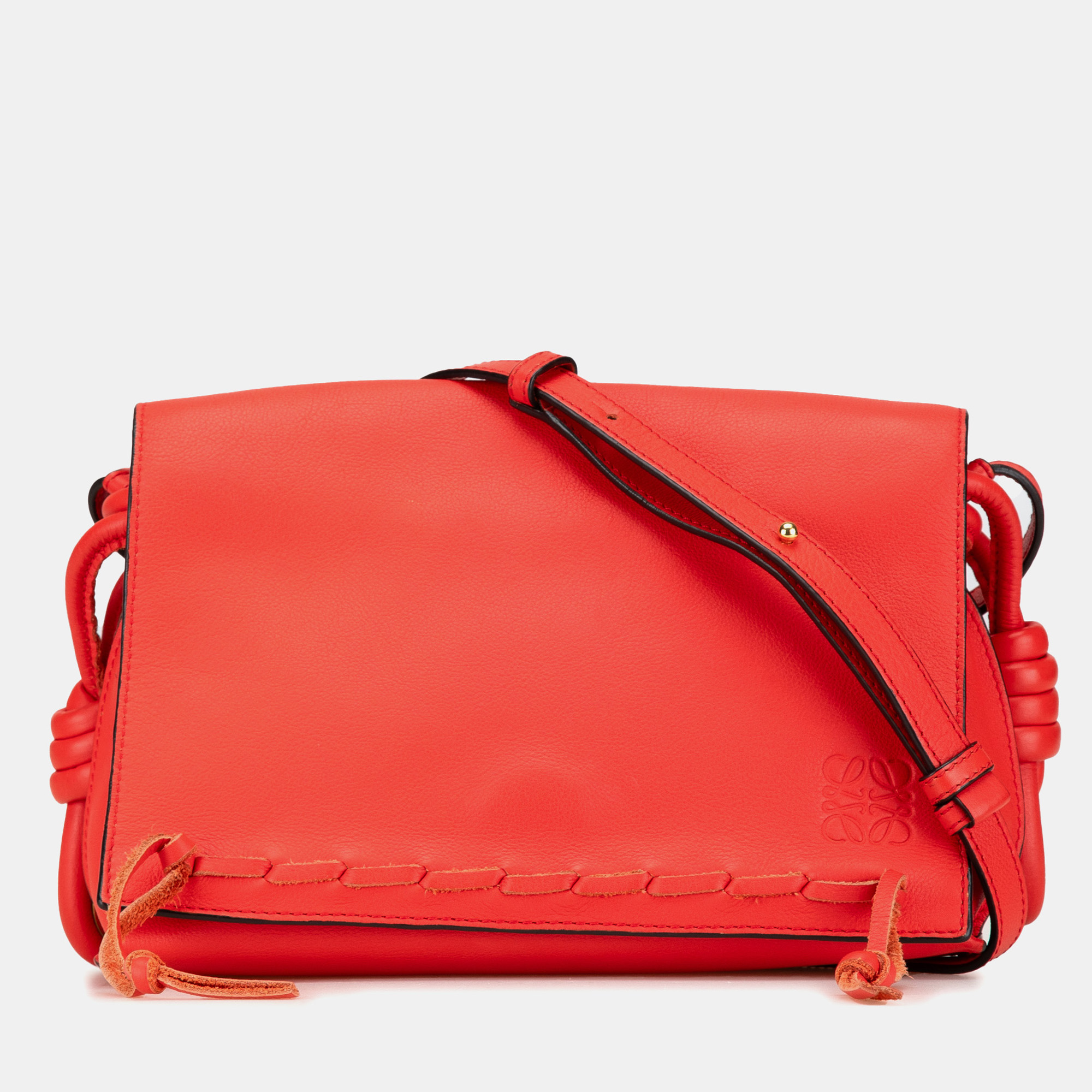 

Loewe Red Leather Flamenco Knot Whipstitch Crossbody Bag