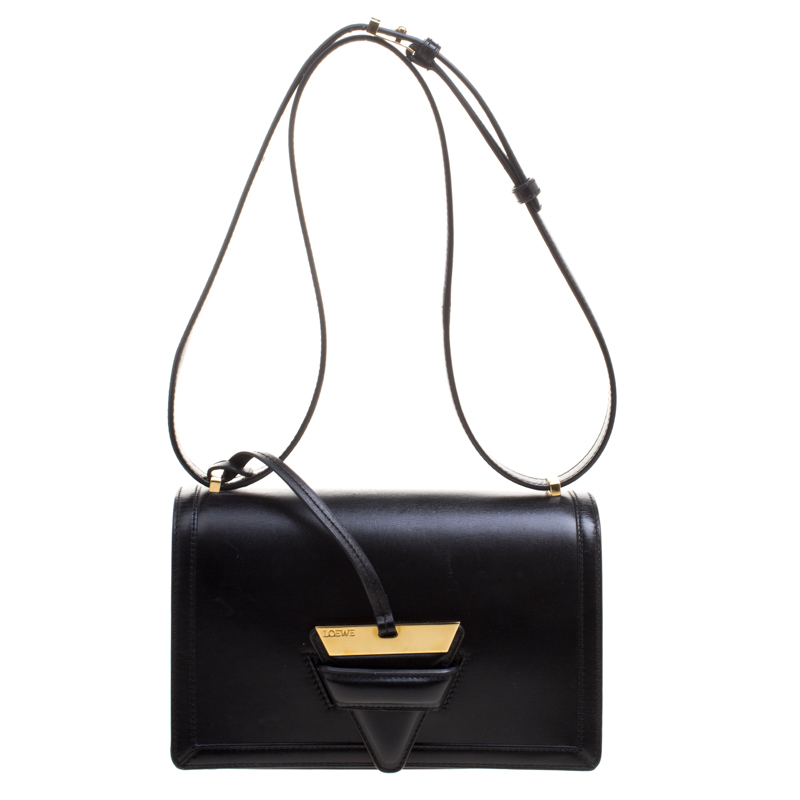 Loewe Black Leather Barcelona Crossbody Bag