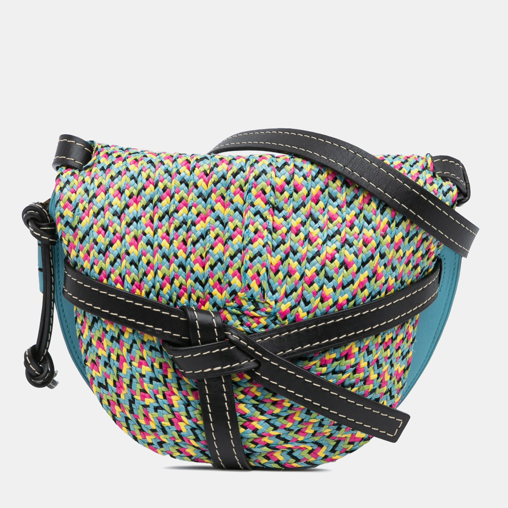 

Loewe Blue Small Raffia and Calfskin Gate Crossbody
