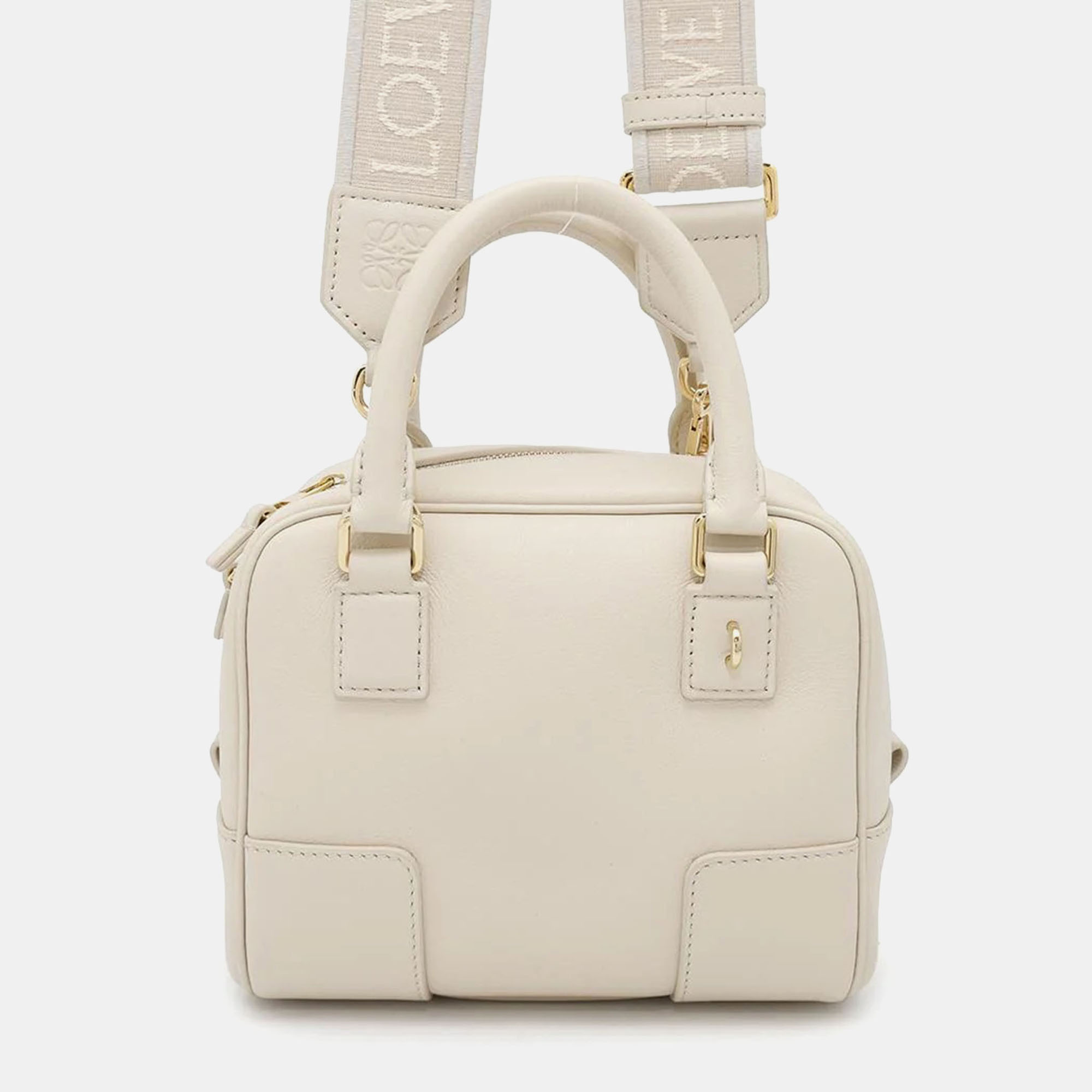 

Loewe Angola Mini Amazona 16 Square Leather Bag, Cream
