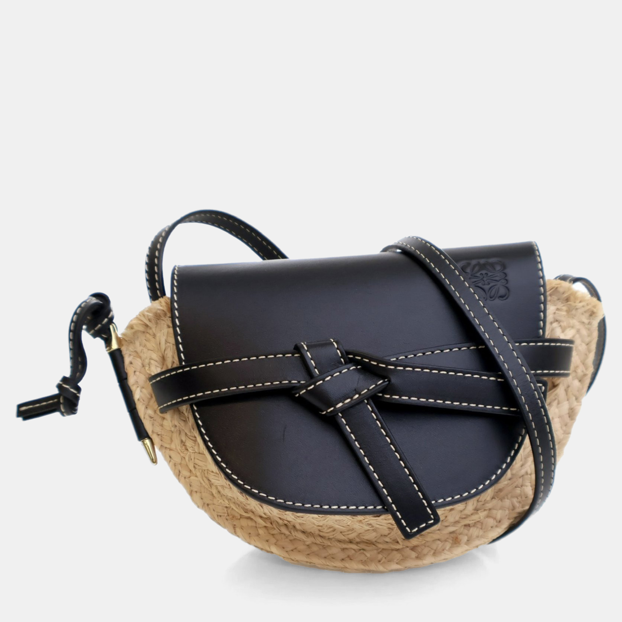 

Loewe Raffia Mini Gate Bag, Beige