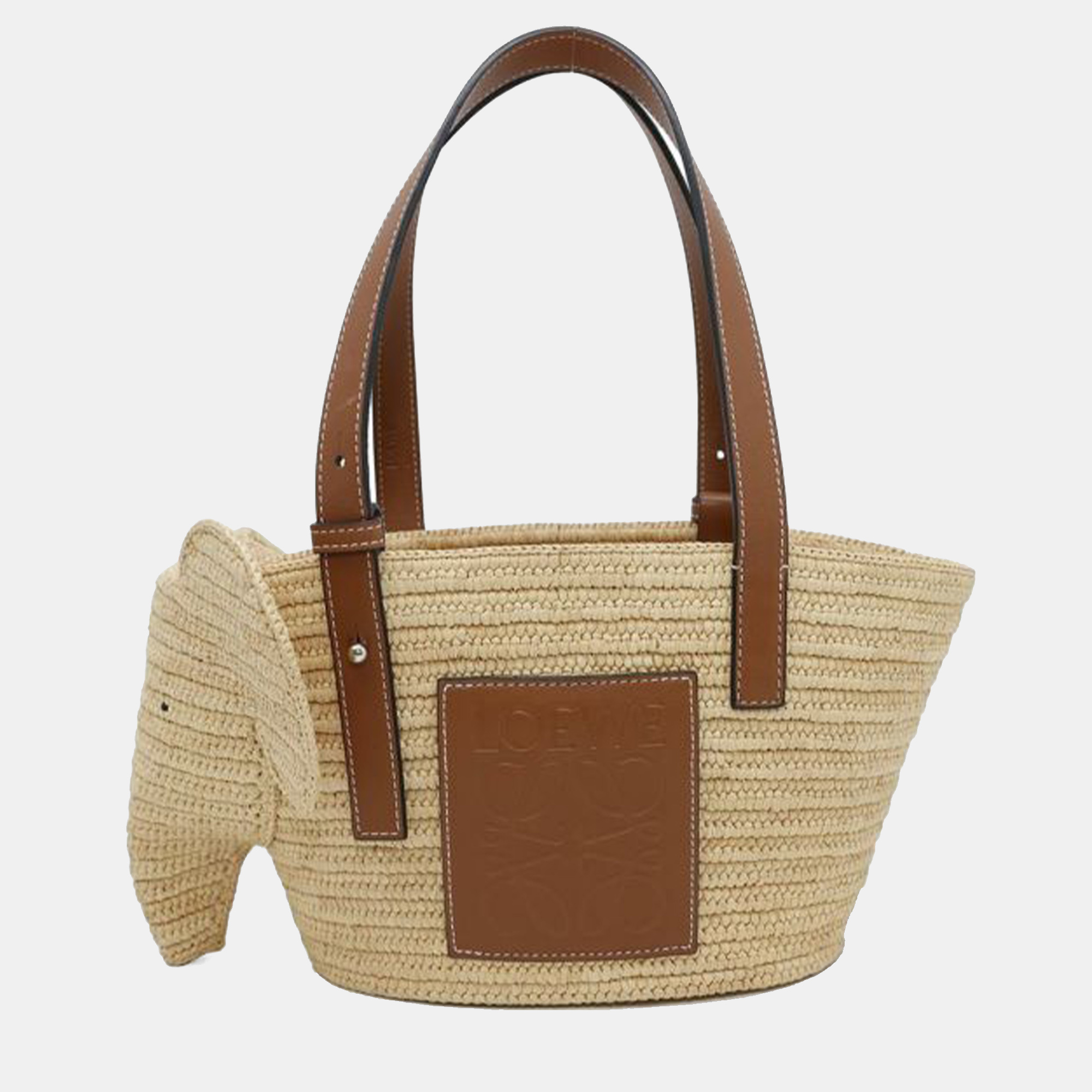 

Loewe Brown Small Raffia Elephant Basket Bag