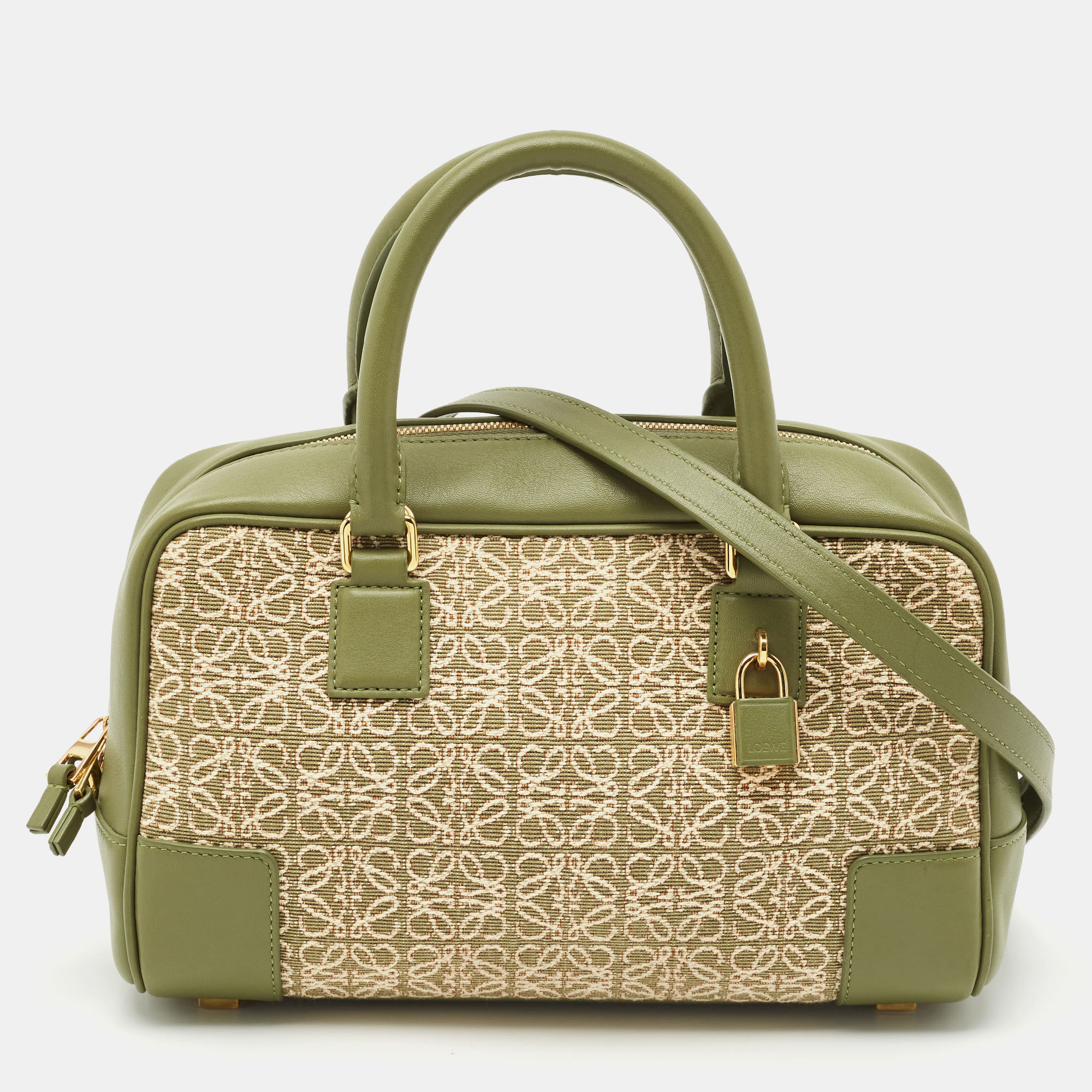 

Loewe Military Green Jacquard Canvas and Leather Amazona 23 Bag