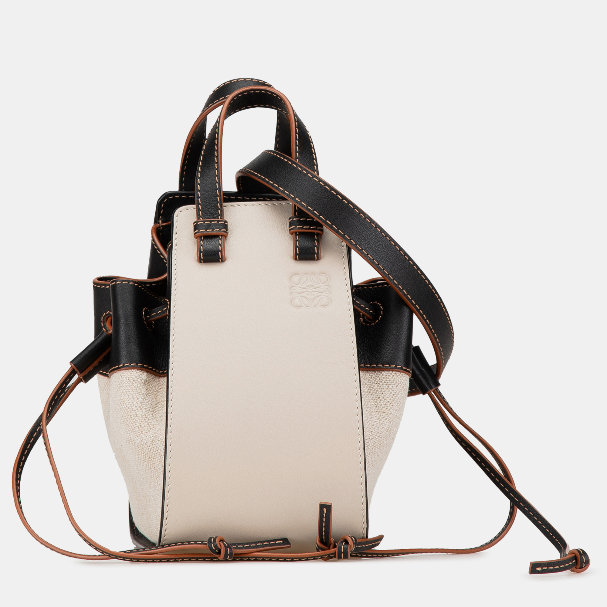 

Loewe White Mini Leather and Canvas Hammock Bag
