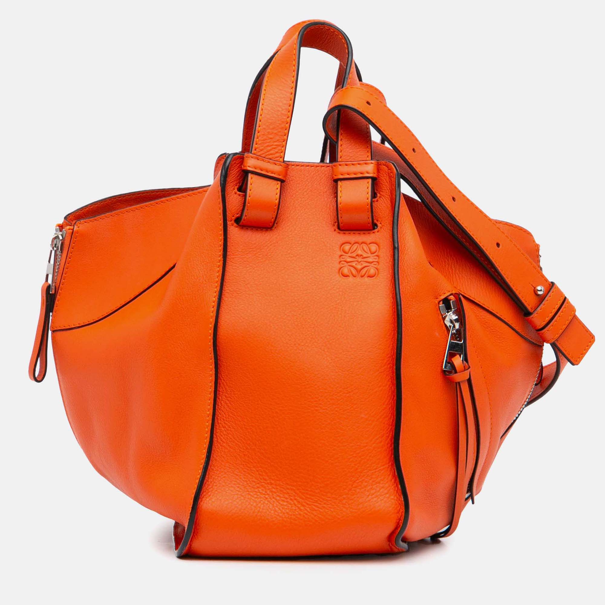 

Loewe Orange Small Leather Hammock Satchel