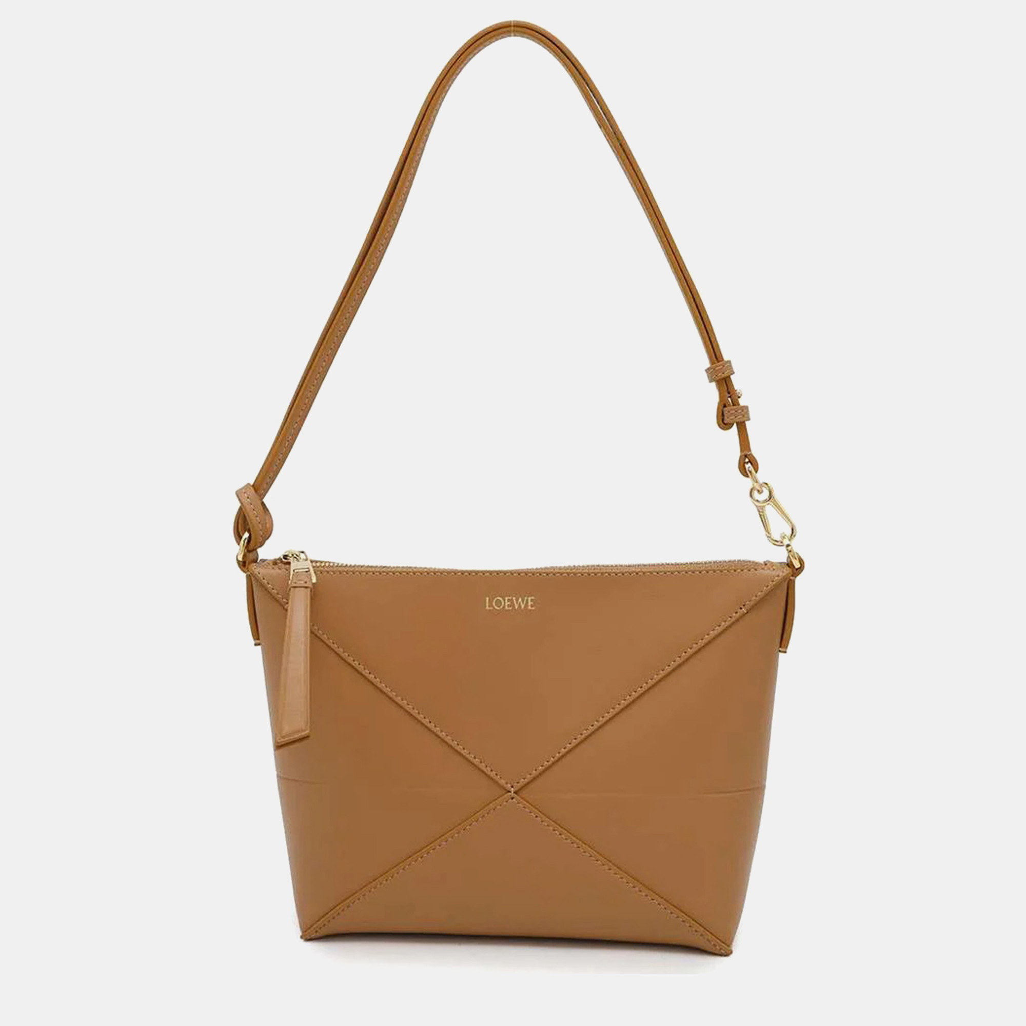 

Loewe Puzzlefold Pouch Warm Dessert Shiny Nava Calf Leather, Brown