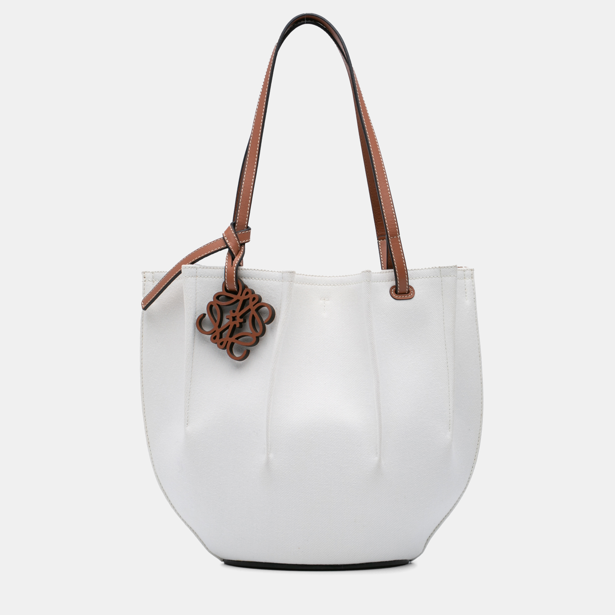 

Loewe White Paulas Ibiza Denim Shell Basket Tote