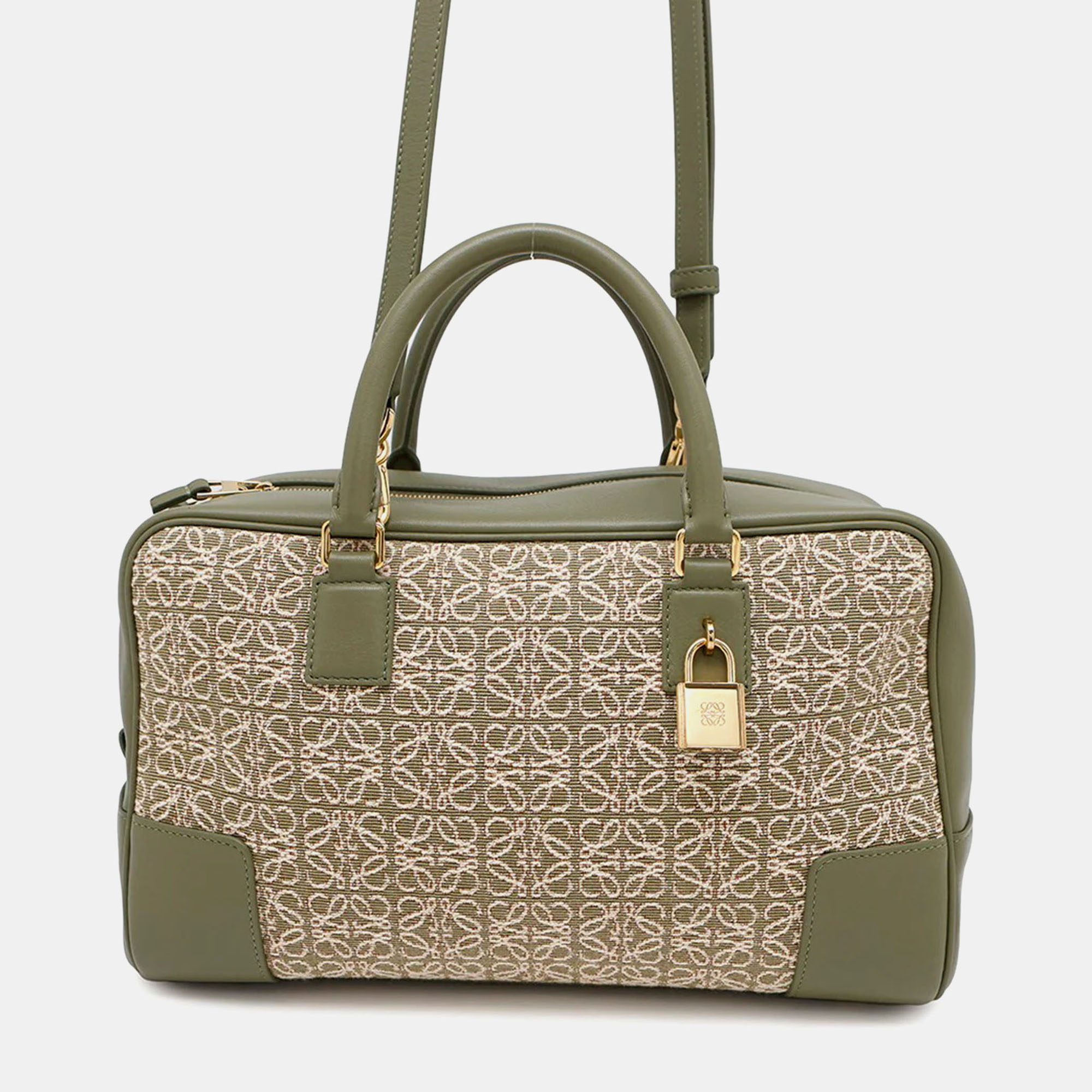 

Loewe Amazona Green Canvas and Leather Shoulder Bag
