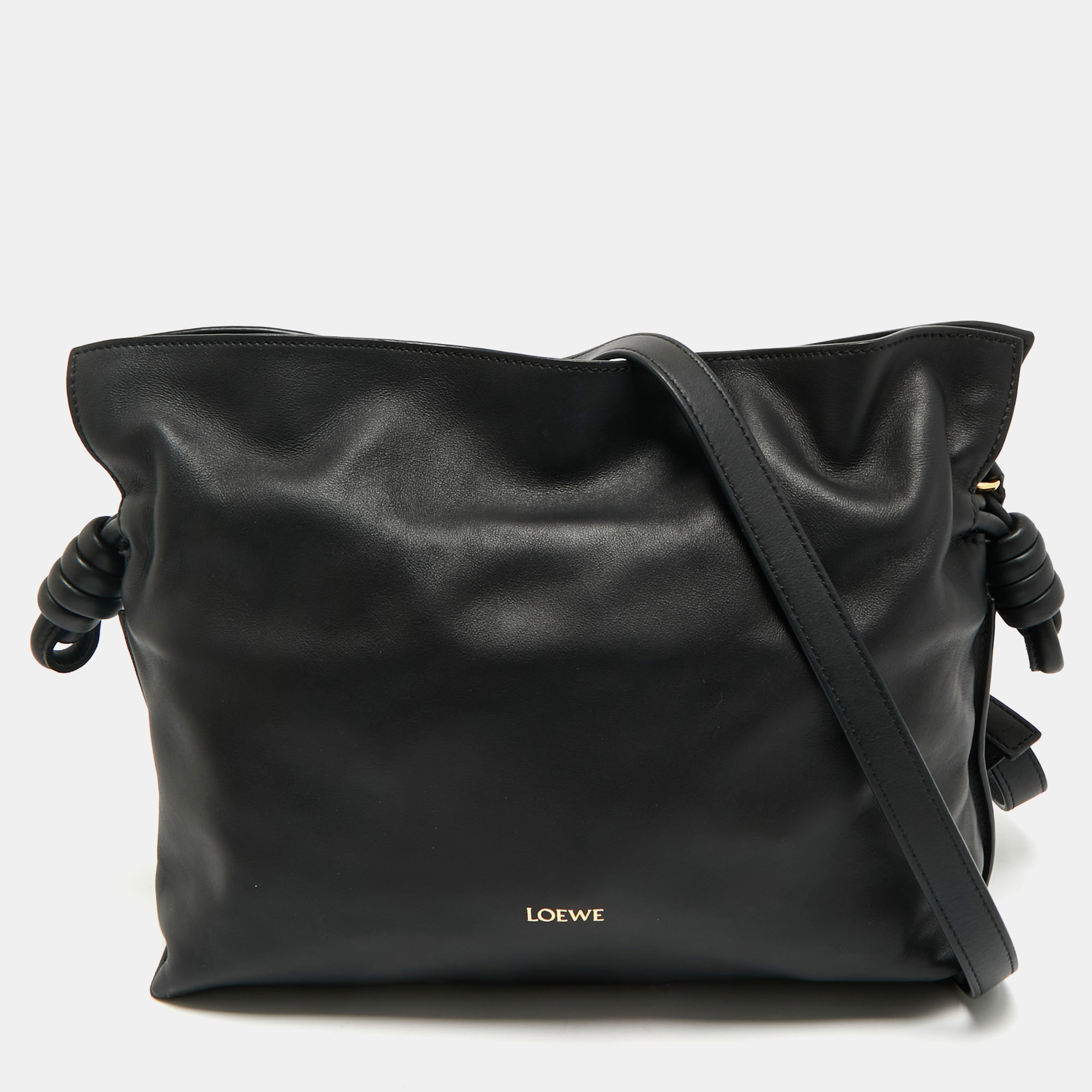 

Loewe Black Leather Medium Flamenco Clutch Bag