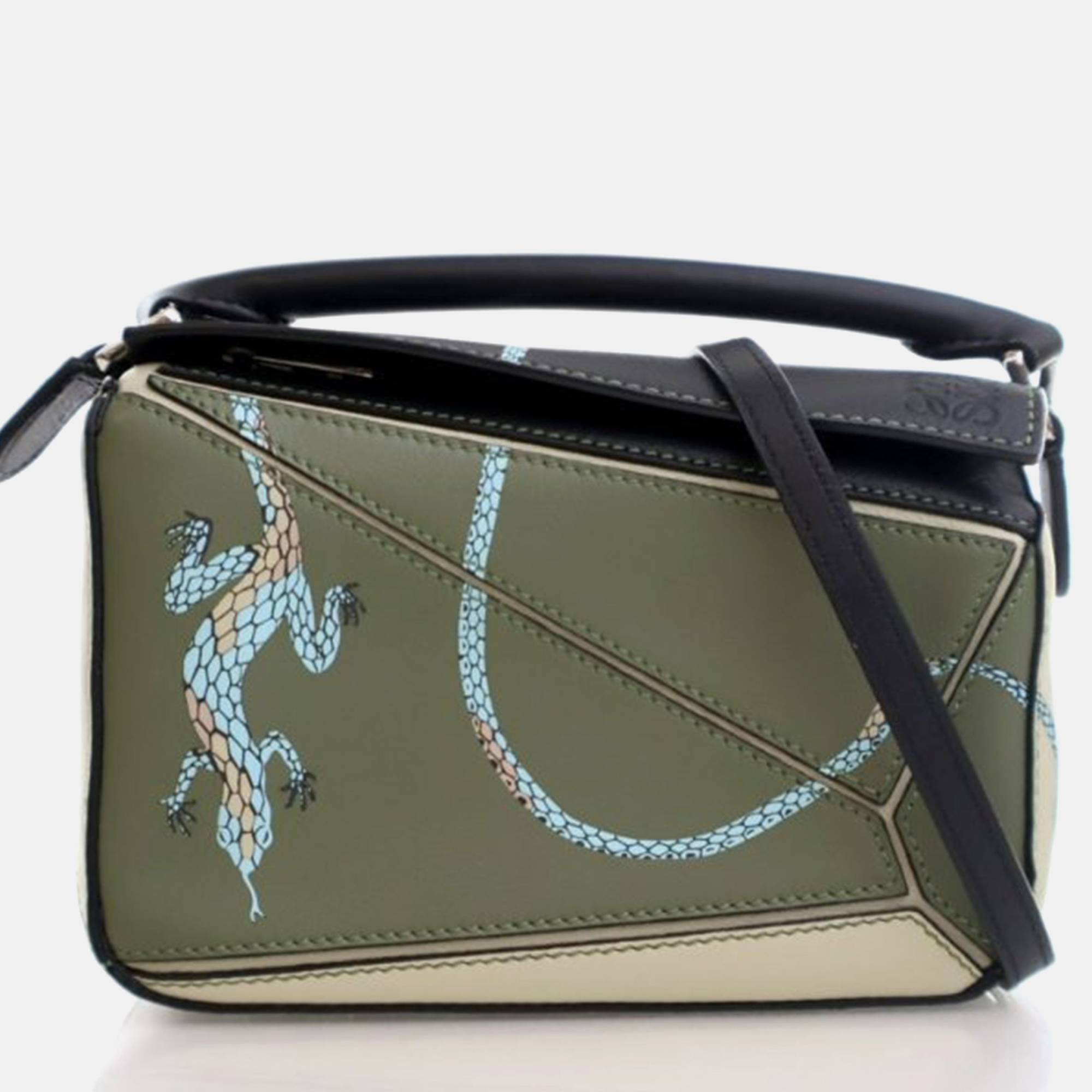 

Loewe Puzzle Mini Green Blue Calfskin Shoulder Bag