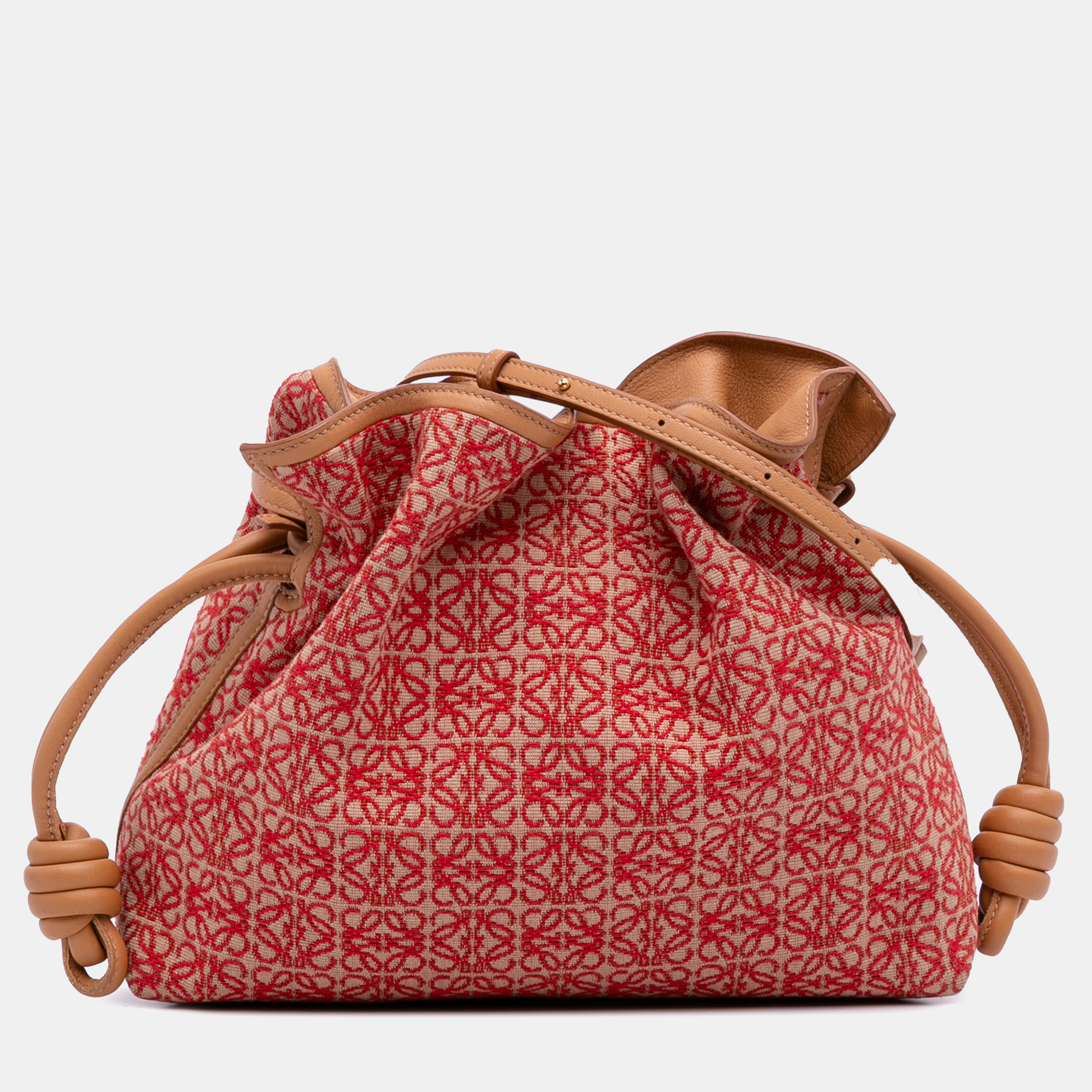 

Loewe Brown Red Anagram Canvas Flamenco Knot Clutch
