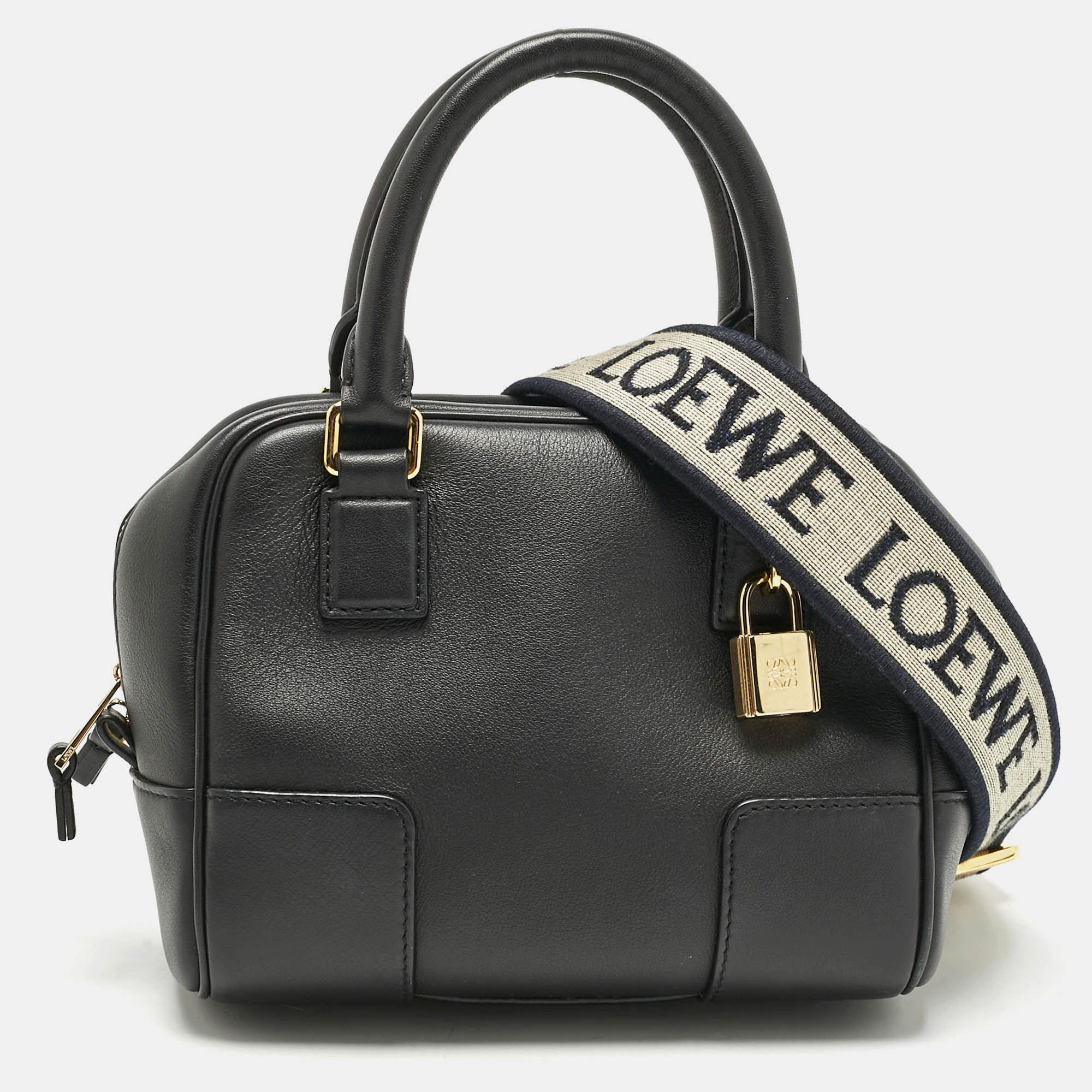 

Loewe Black Leather Amazona 16 Satchel