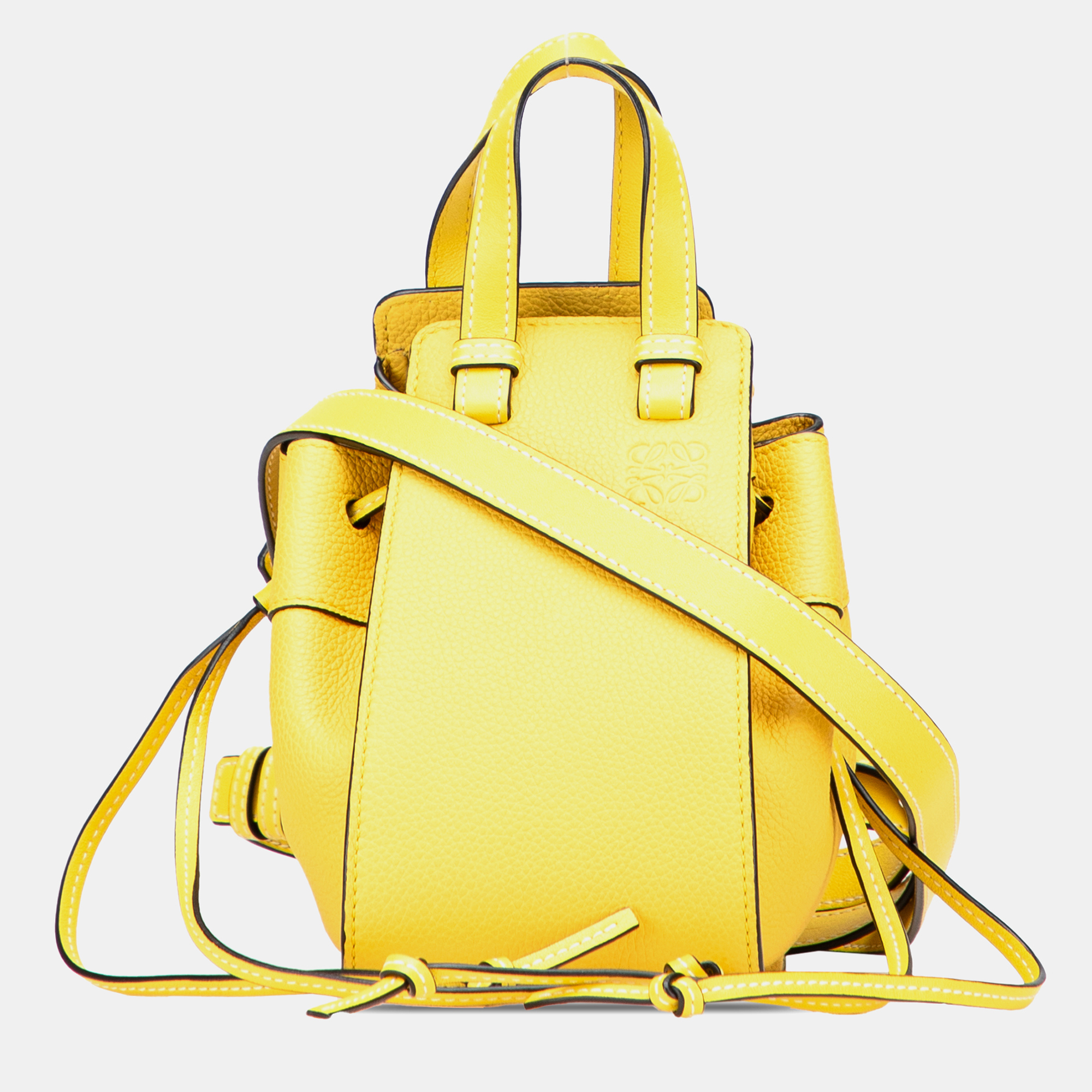 Pre-owned Loewe Yellow Mini Grained Calfskin Drawstring Hammock Bag