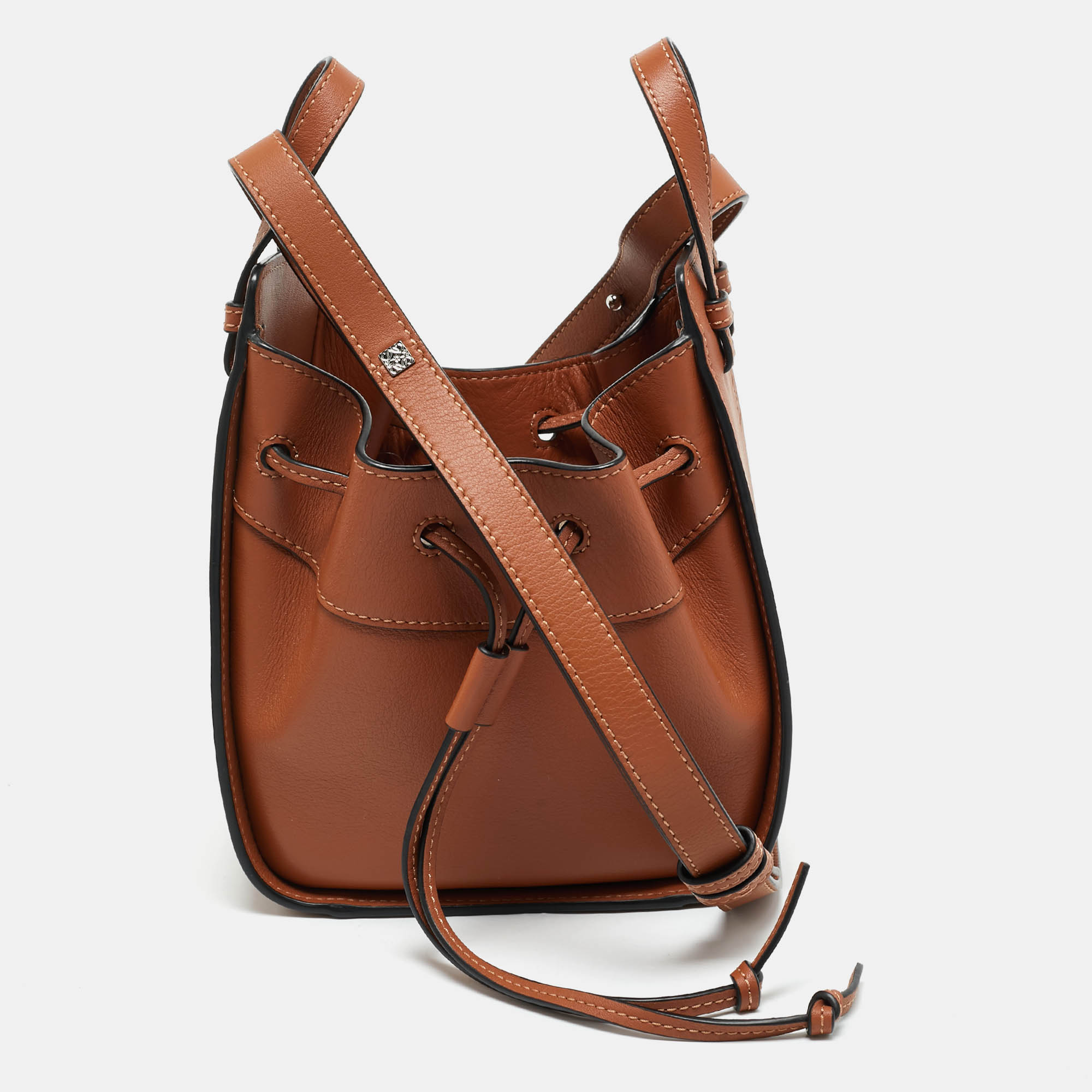 

Loewe Brown Leather Mini Hammock Drawstring Bag