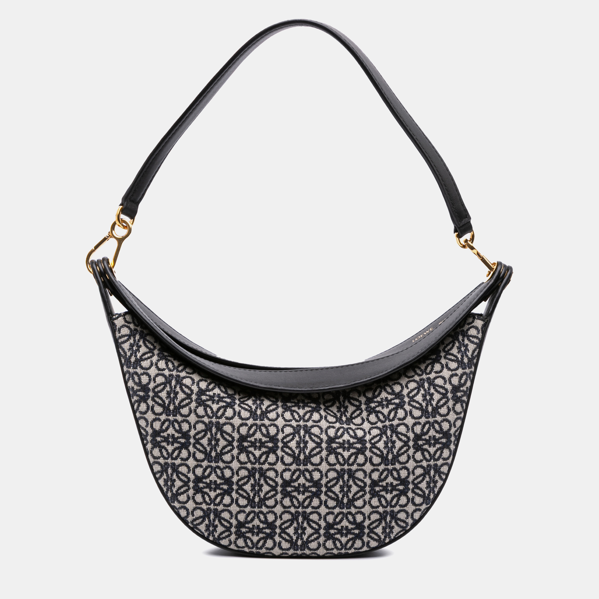 Pre-owned Loewe Black Small Anagram Canvas Luna Hobo