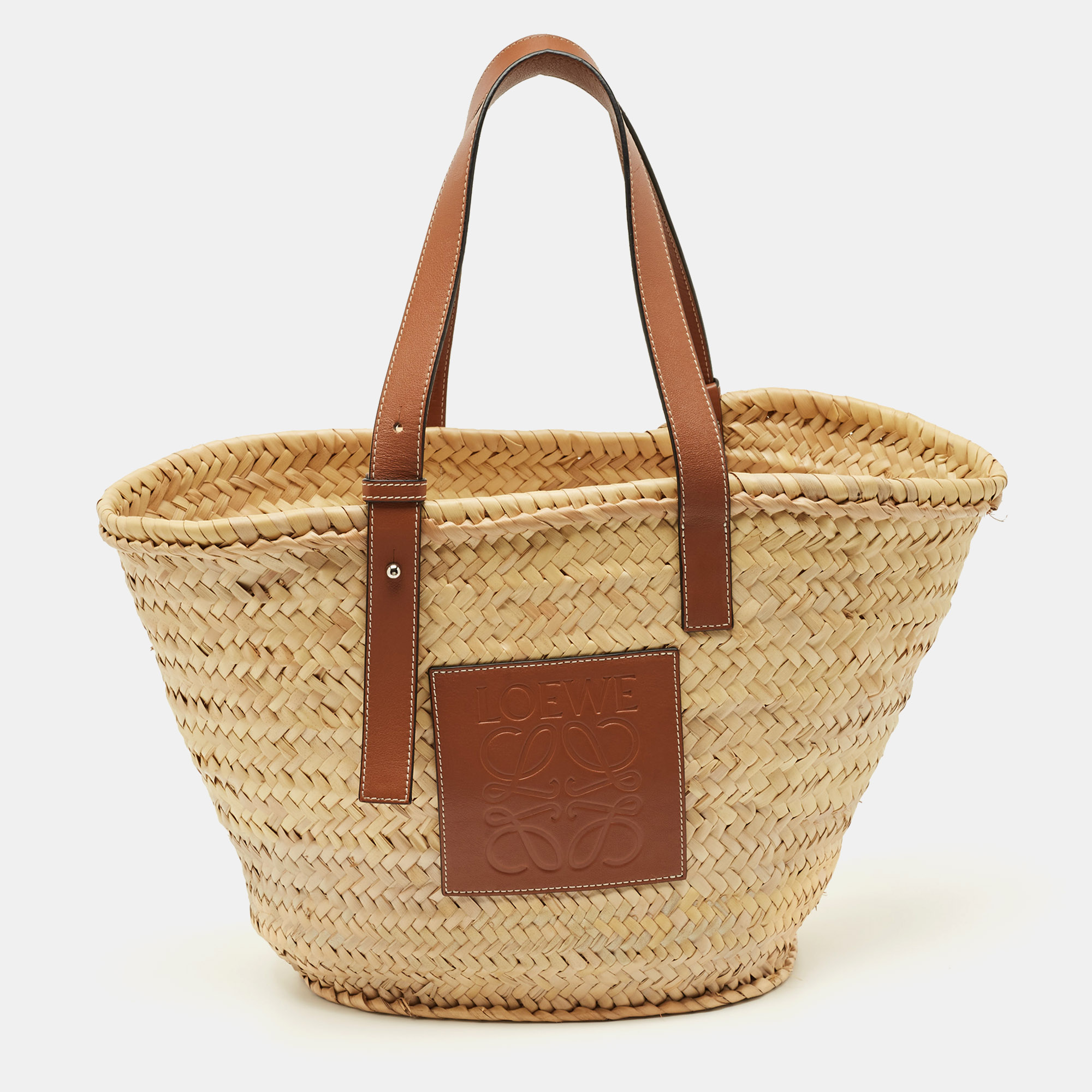 

Loewe Beige/Brown Raffia and Leather Medium Basket Tote