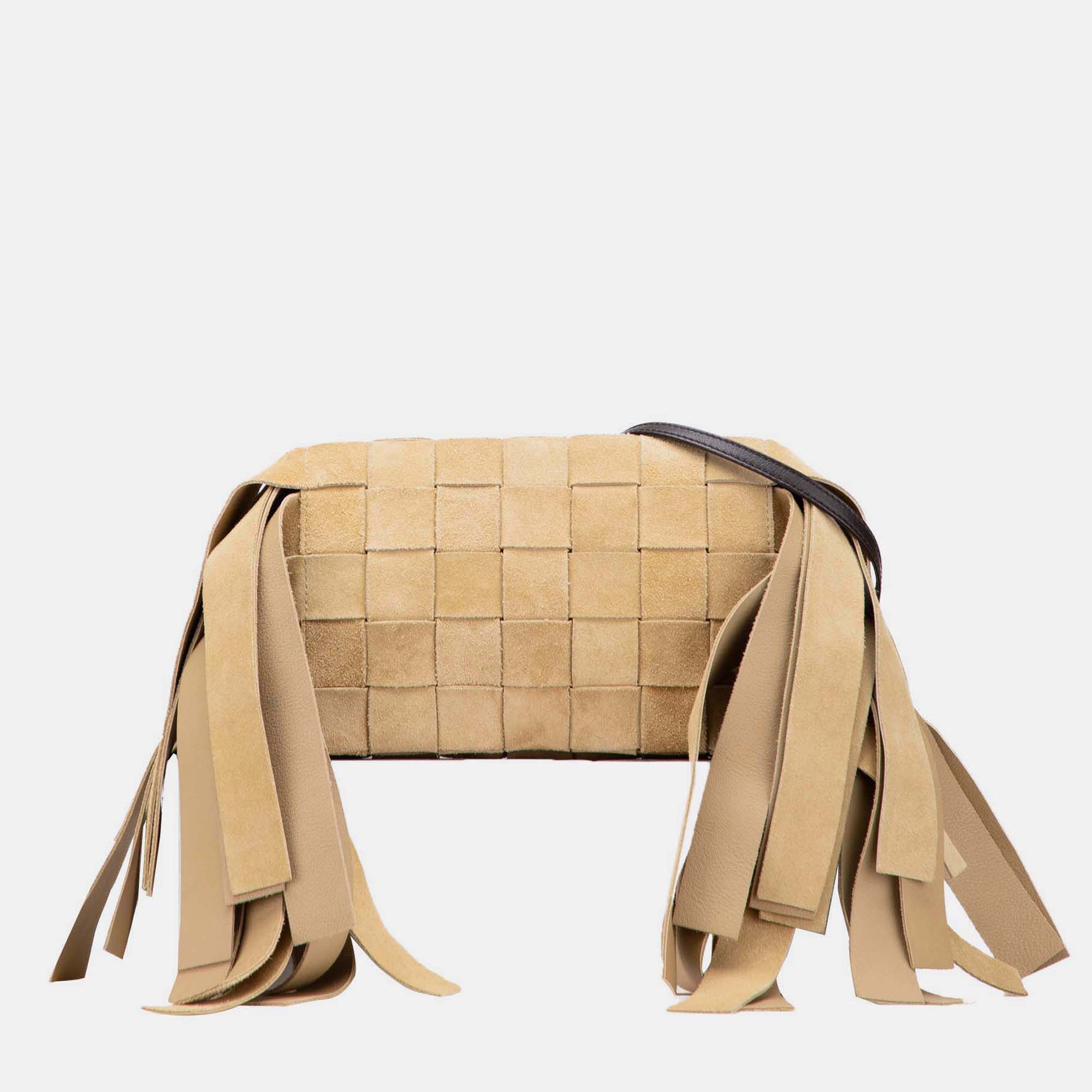 

Loewe Beige Woven Suede Fringe Crossbody